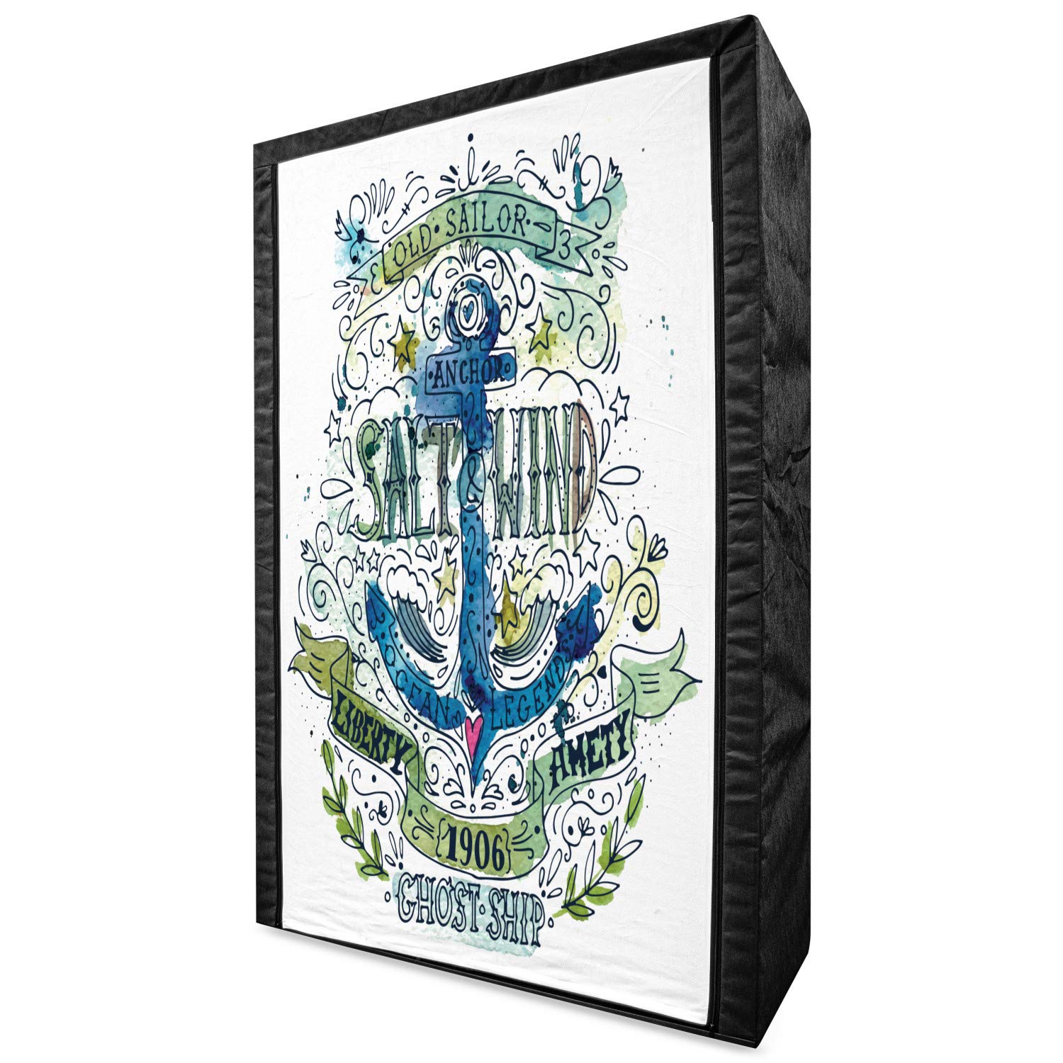Ambesonne Marine Portable Fabric Wardrobe - Anchor & Ocean Themed Clothing Organizer with Shelves, 42.5