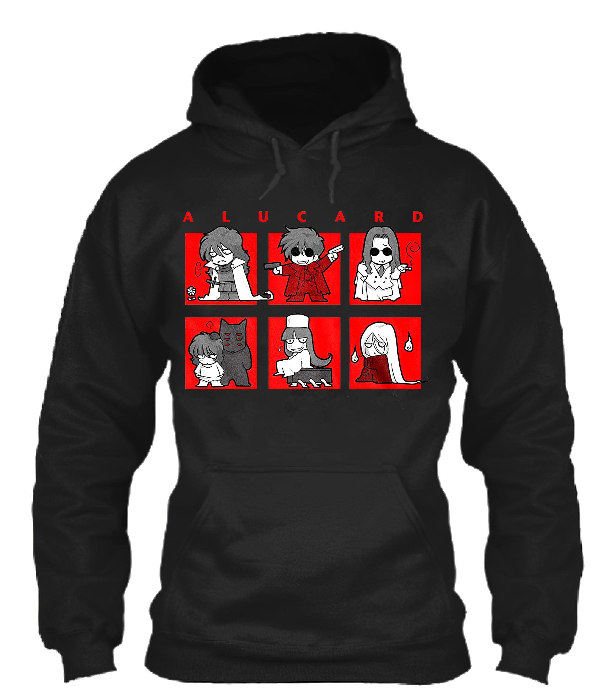 MINPONG Alucard Hellsing Anime T-Shirt - Black Cotton Graphic Tee for Men & Women | Perfect for Cosplay, Anime Conventions & Casual Wear