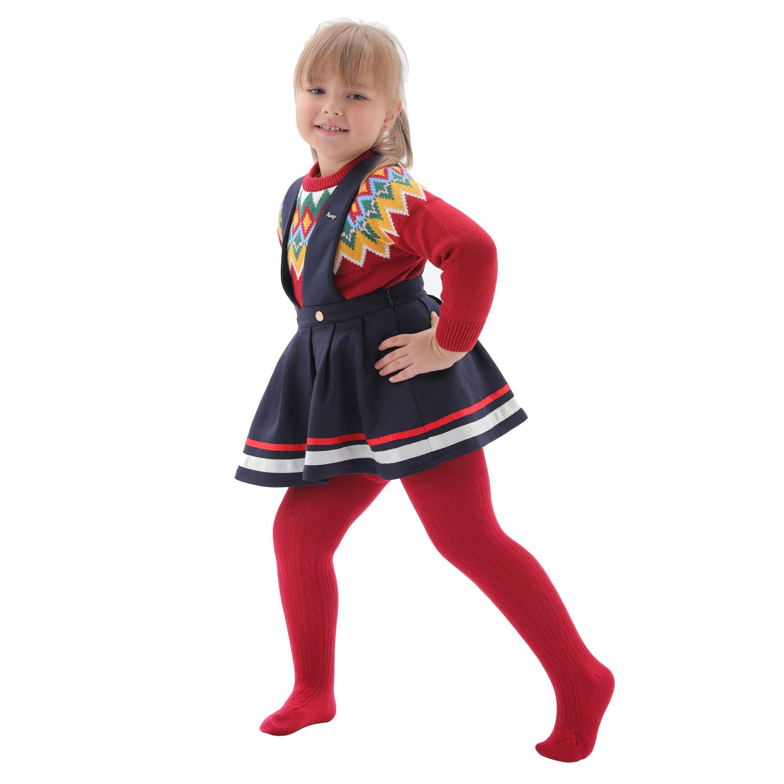 Soft Cotton Baby Tights for Toddler Girls - Seamless Cable Knit Leggings & Stockings (3/4/5 Pack) - Perfect for Playtime, Daycare & Winter Outfits