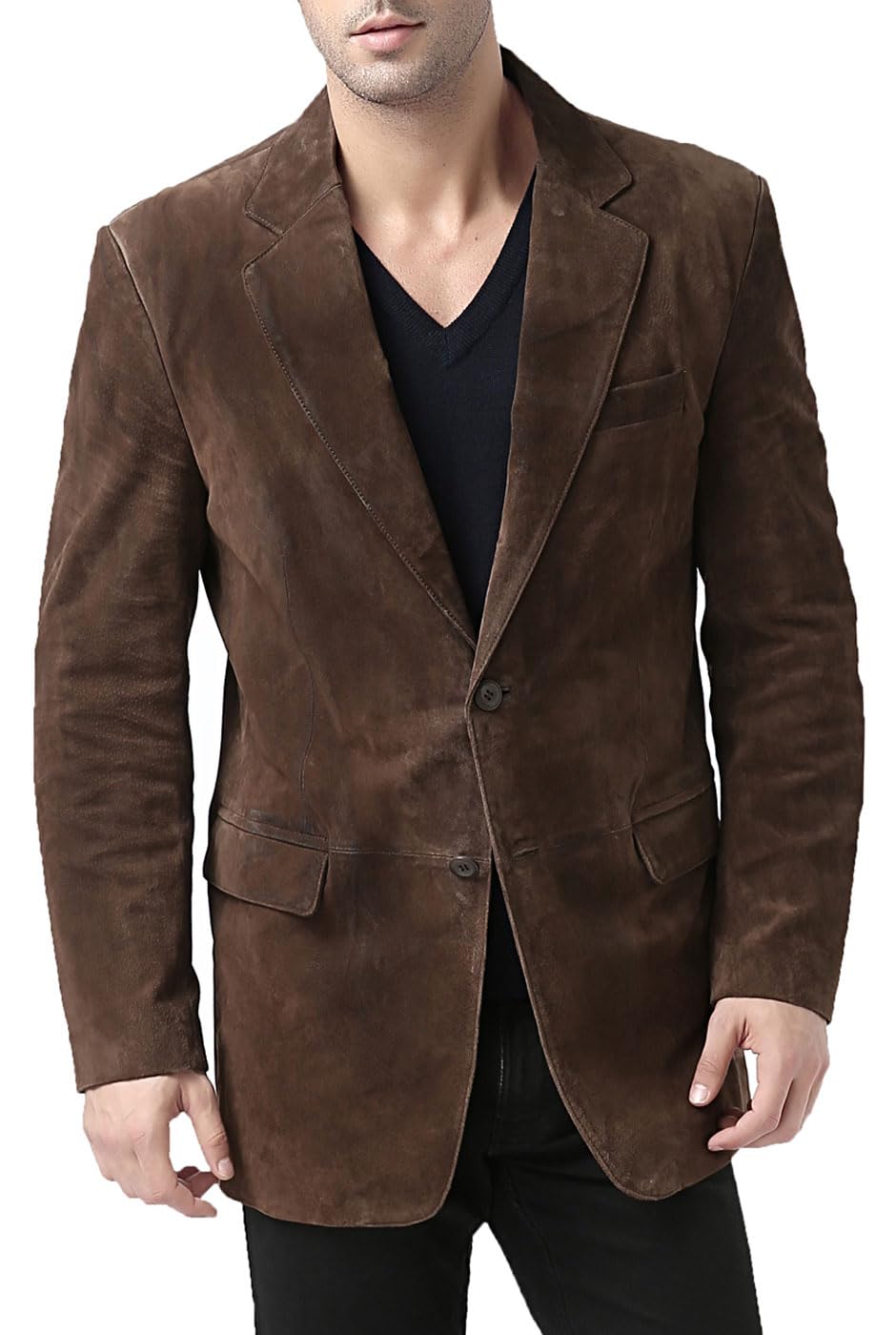 BGSD Men's Cliff 2-Button Suede Leather Blazer Jacket - Slim Fit Sport Coat for Business & Casual Wear | Available in Big & Tall, Regular & Short Sizes | Perfect for Office, Weddings & Date Nights