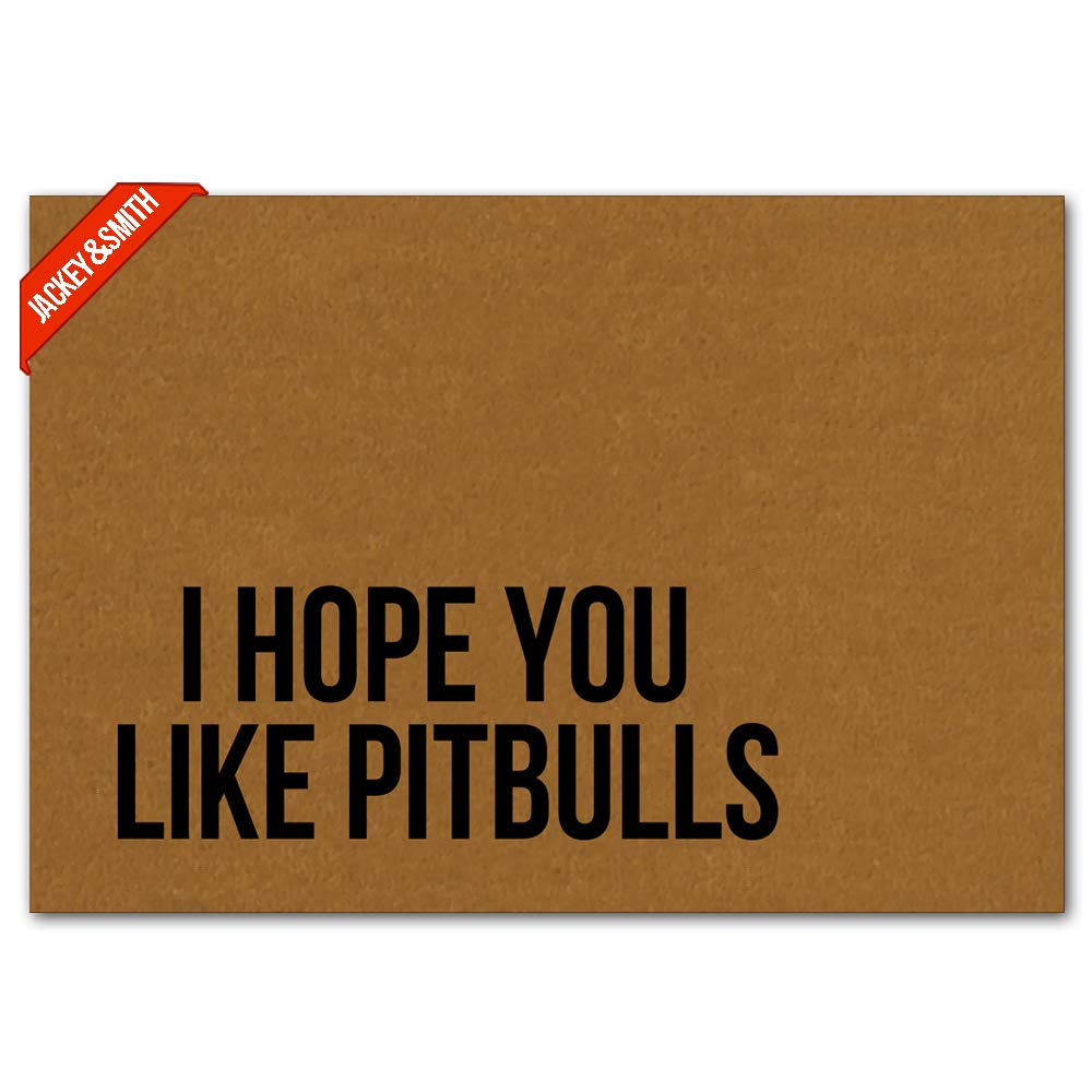 Funny Pitbull Welcome Doormat - Non-Slip Entrance Rug for Front Door, Balcony & Porch - 23.6x15.7 Inch Felt Fabric Floor Mat - Perfect Gift for Dog Lovers & Home Decor
