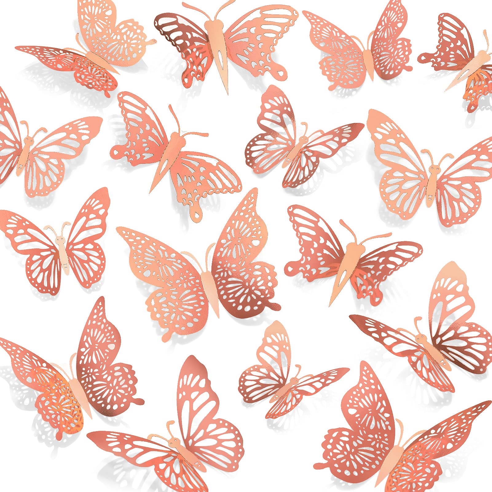 72 Pcs Rose Gold Butterfly Wall Stickers - Self-Adhesive Wall Decals for Bedroom, Living Room, Party, Wedding & Birthday Cake Decorations - DIY Home Decor & Event Stickers (Perfect for Nursery, Kids Room, Baby Shower & Photo Backdrops)