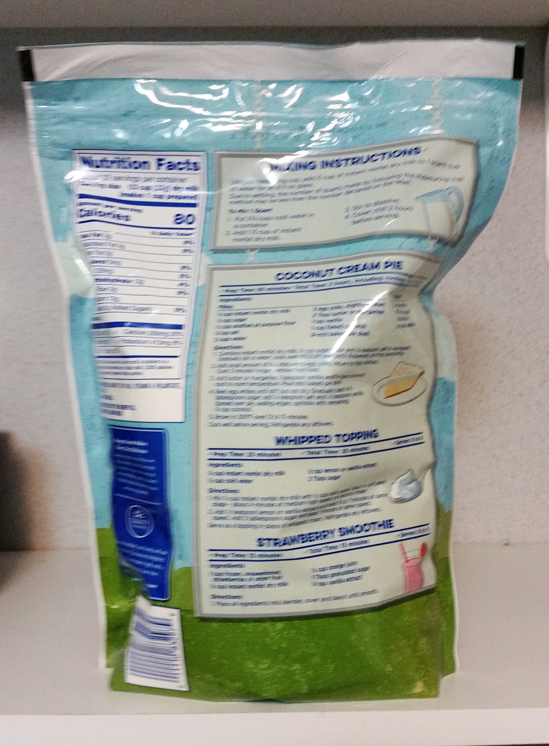 Kroger Instant Non-Fat Dry Milk Powder - 1lb 8oz Resealable Bag (Makes 8 Quarts) | Perfect for Baking, Cooking & Emergency Food Storage