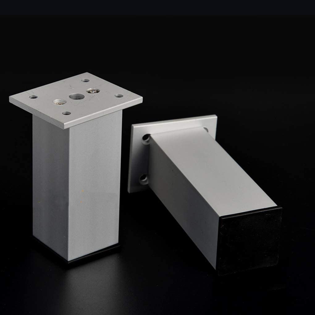Adjustable Metal Table Legs 12cm - 4pcs Square Aluminum Alloy Furniture Feet for Sofa, Desk, Bed & Cabinets - Durable Replacement Risers for Home & Office Furniture