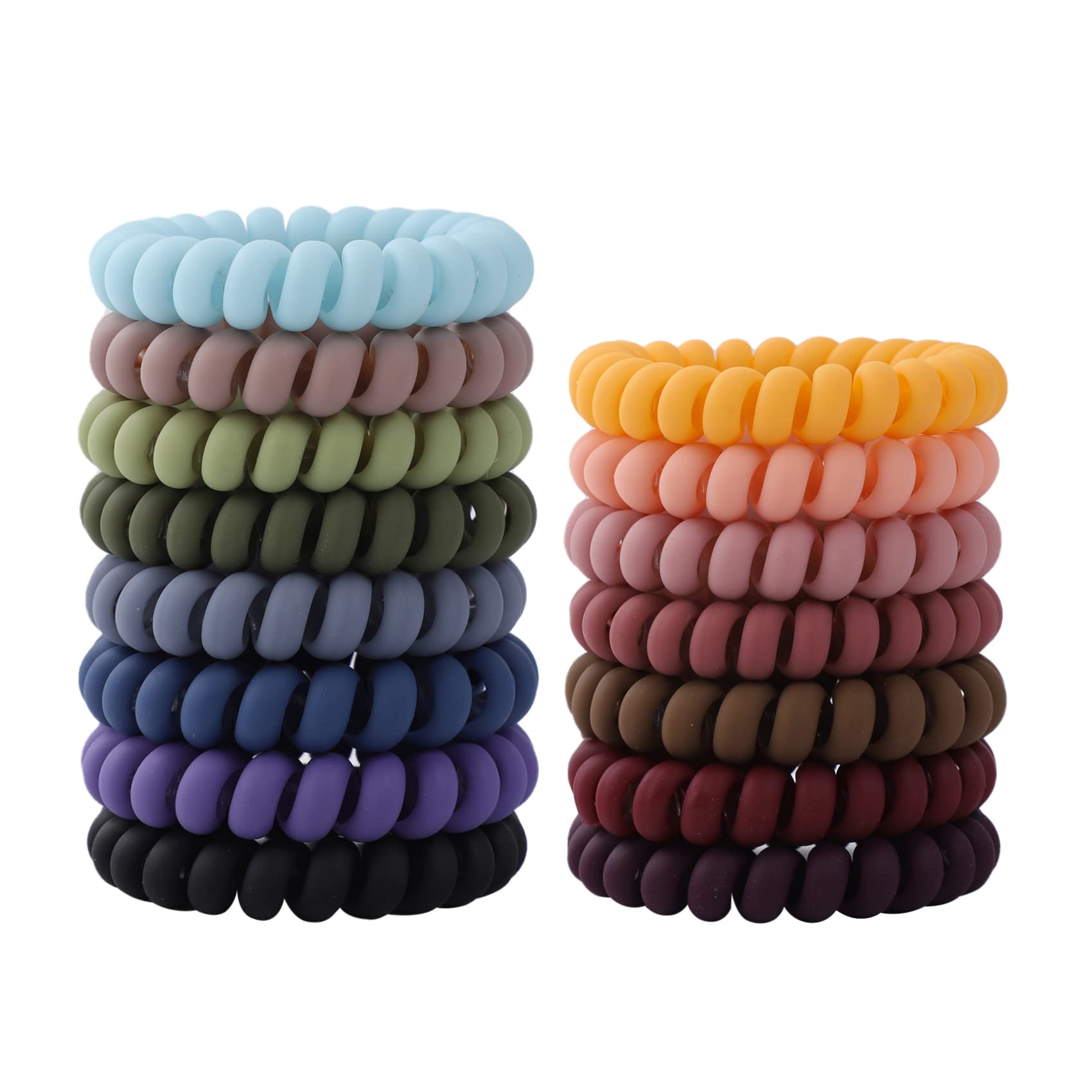 15 Pcs No-Crease Spiral Hair Ties for Women - Matte Phone Cord Hair Accessories for Curly & Thick Hair (2.2 Inches) | Perfect for Workouts, Yoga, Office & Everyday Styling