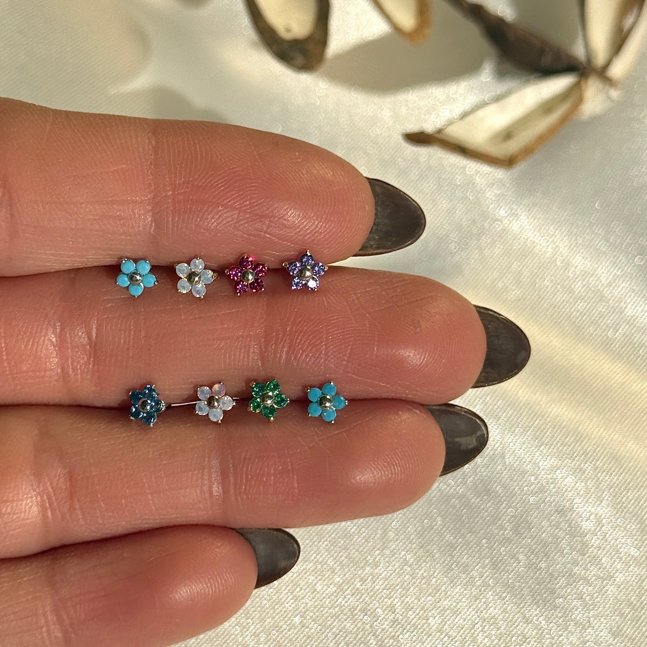 14k Yellow Gold Pink Opal Flower Stud Earrings for Women - Elegant Floral Jewelry for Daily Wear, Gifts & Special Occasions
