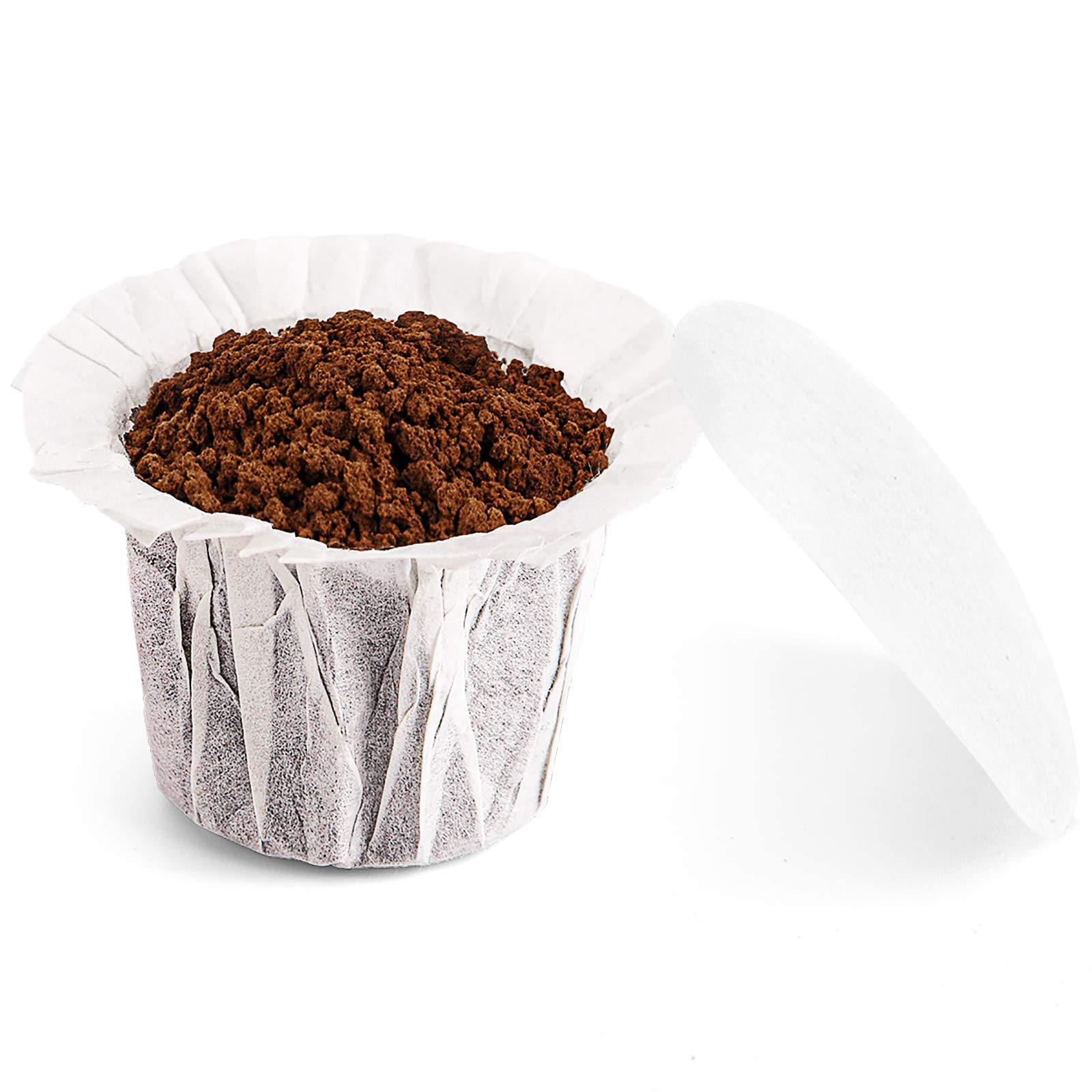 Disposable K Cup Coffee Paper Filters with Lid - 100 Pack, Compatible with All Keurig Single Serve Coffee Makers & Reusable K Cups | Perfect for Home, Office, and Travel Use