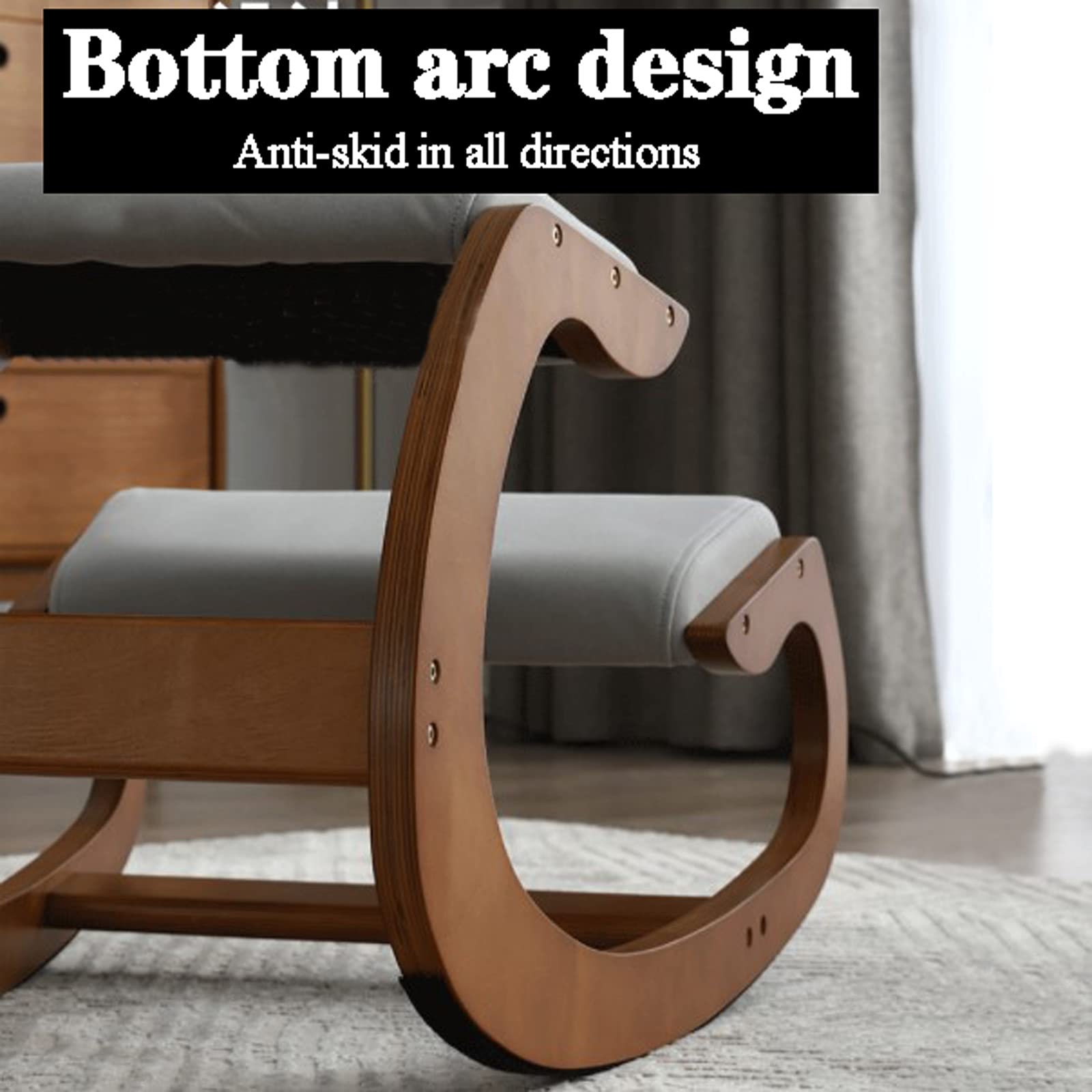 Ergonomic Kneeling Chair for Back Pain Relief - Adjustable Wooden Rocking Stool for Posture Correction & Body Shaping - Perfect for Office, Meditation, Yoga, and Home Workspace Comfort