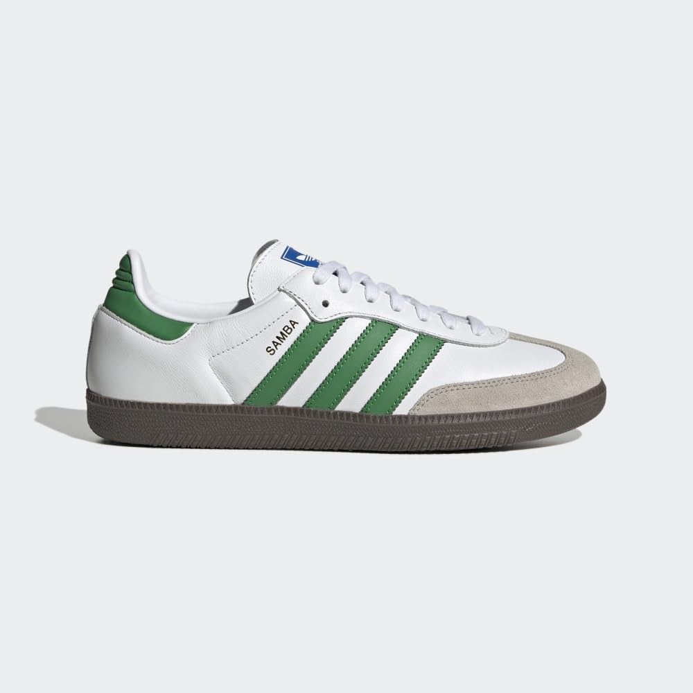 adidas Samba OG Men's Sneakers - White/Green Cloud Supplier Color - Size 9 US - Classic Casual Shoes for Everyday Wear & Street Style Fashion