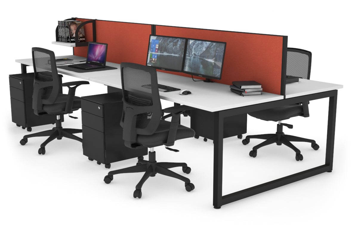 Quadro Loop Legs 4-Person Office Workstation Desk - 1600L x 700W - Modern Collaborative Workspace Solution for Team Projects & Open Office Layouts