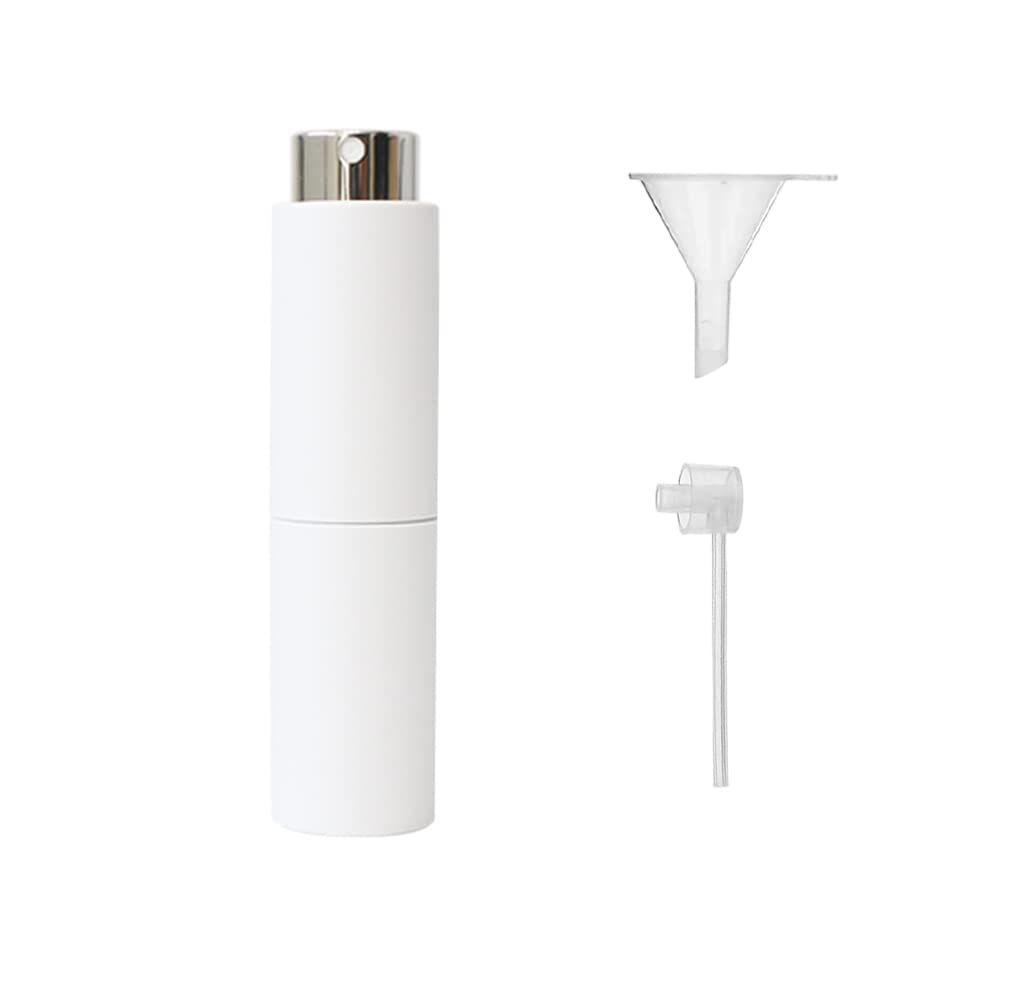 Sichumaria® 10ml White Mini Travel Perfume Refillable Bottle Spray - Empty Atomizer with Perfume Extractor Pump & Funnel - Perfect for Travel, Gym, Office & On-the-Go Fragrance Refills