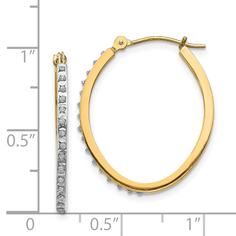 Gold Diamond Oval Hinged Hoop Earrings DF124 - Elegant Dangle Earrings for Women, Perfect for Parties, Weddings & Special Occasions