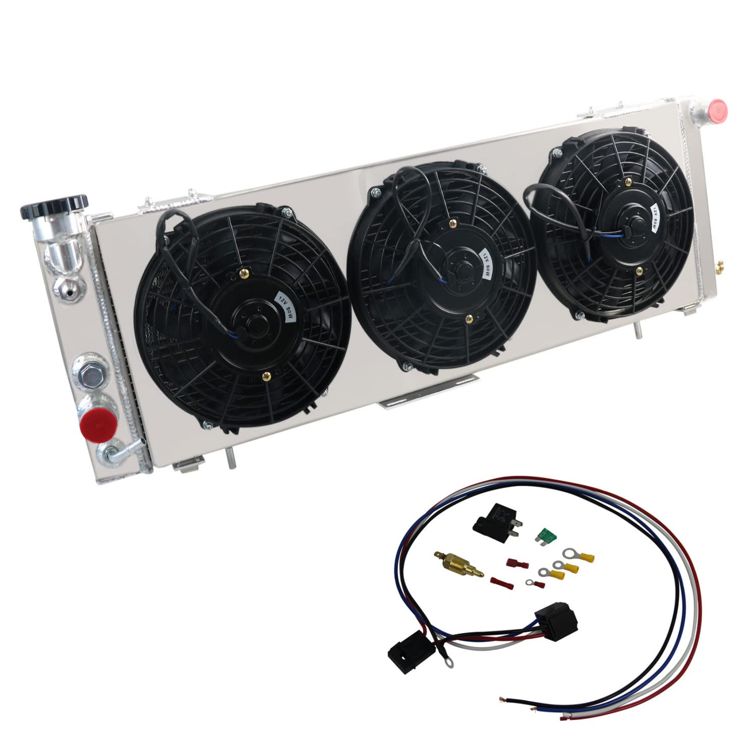 High-Performance Aluminum Radiator for 1991-2001 Jeep Cherokee & Comanche XJ - 3 Row Core with Fan, Shroud & Relay - Fits All Models (91-01) - Perfect for Off-Roading, Daily Driving & Engine Cooling Upgrades