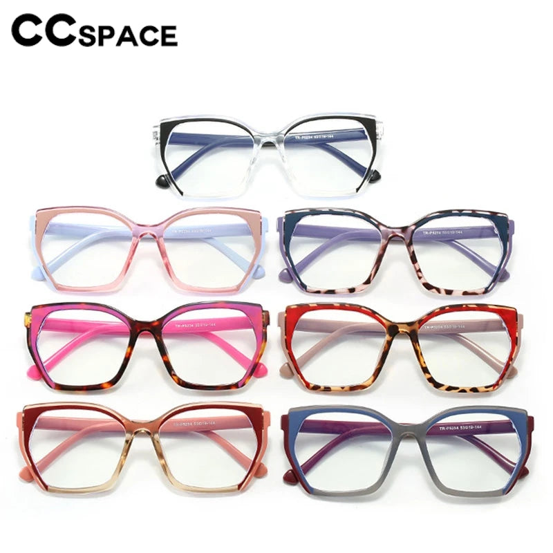 CCspace Women's Full Rim Square TR90 Titanium Eyeglasses Frame 302181 - Lightweight & Durable for Work, Reading & Fashion
