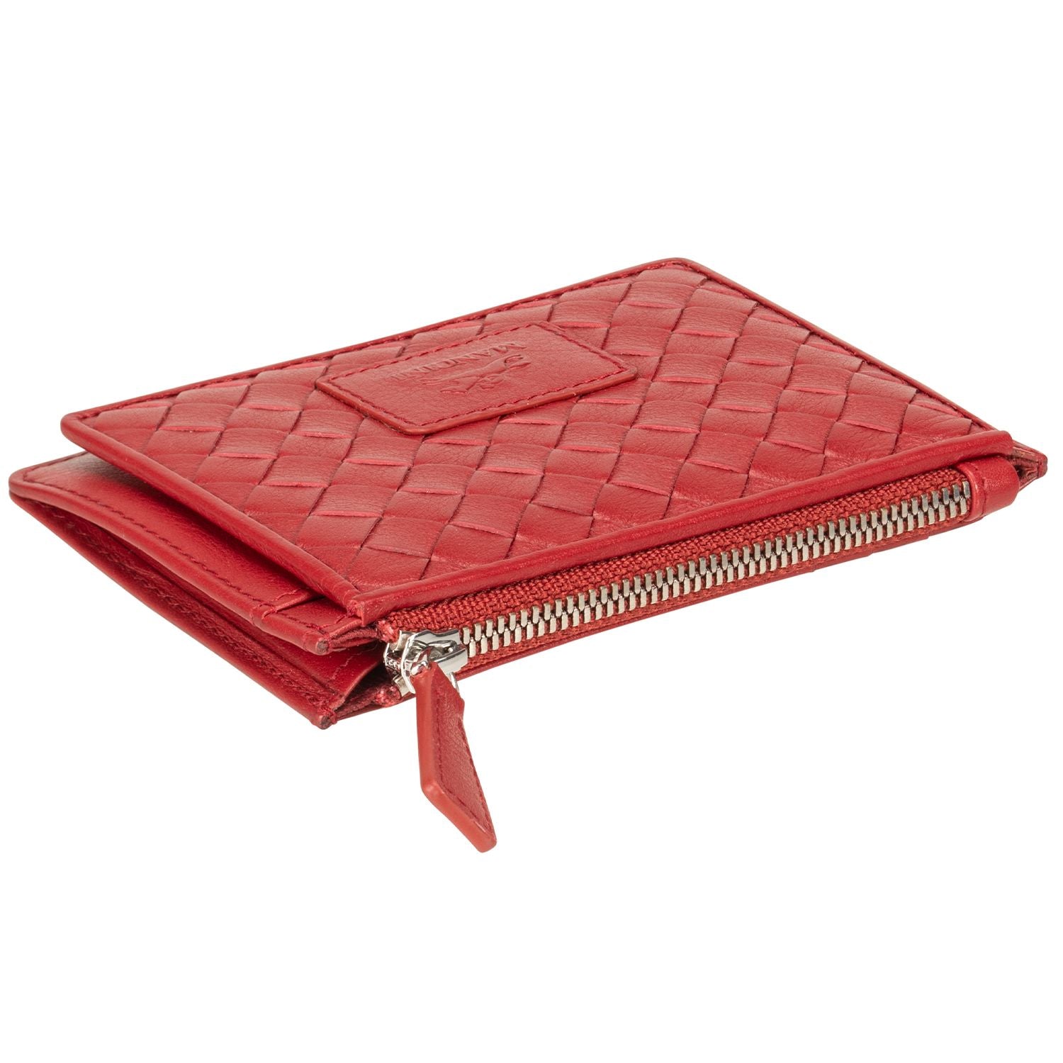 Mancini RFID Blocking Basket Weave Leather Card Holder with Coin Pocket - Secure Wallet for Travel, Business & Everyday Use