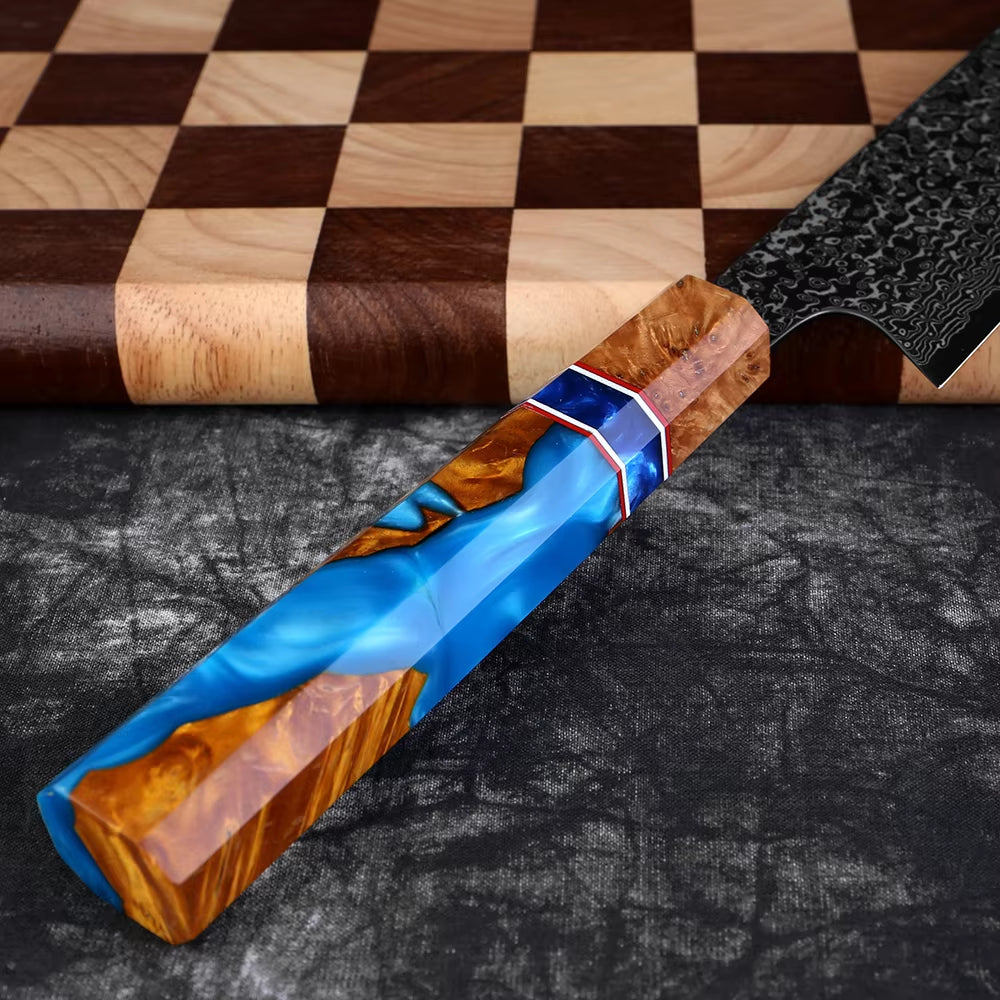 Premium Serene Chef Knife - Exotic Olive Wood Burl & Resin Handle - Professional Kitchen Knife for Cooking, Slicing & Food Prep - Perfect Gift for Chefs & Home Cooks
