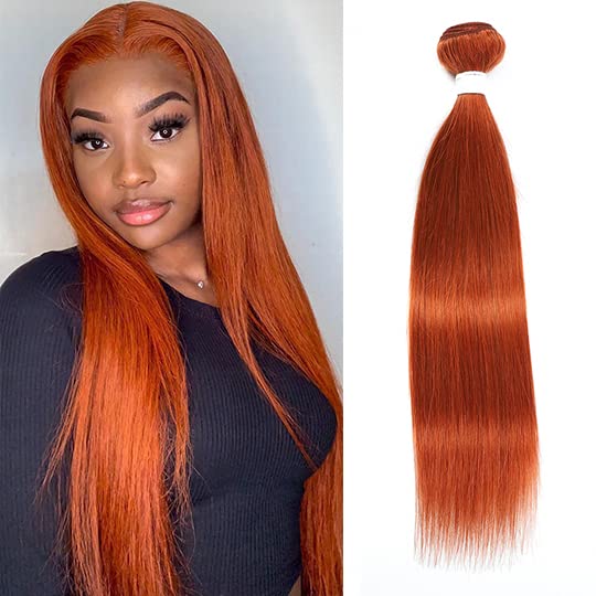 REMY Hair Brazilian Human Hair Extensions #350 Burnt Orange Straight Unprocessed 16