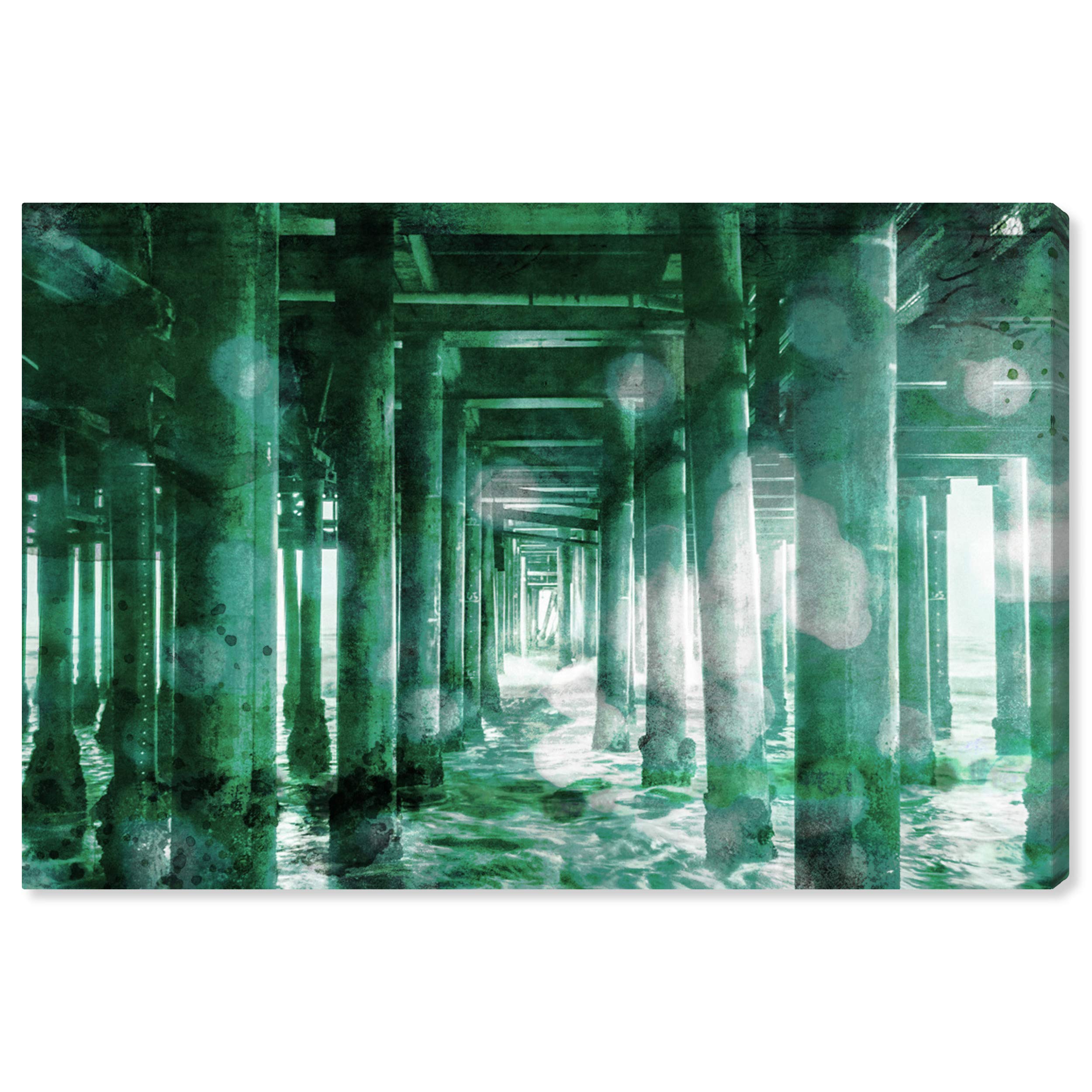 Oliver Gal Artist Co. 'At The Dock Emerald' Architecture Wall Art Canvas Print - 45x30 Inches Green & White Modern Home Decor - Perfect for Living Room, Bedroom or Office Wall Decoration