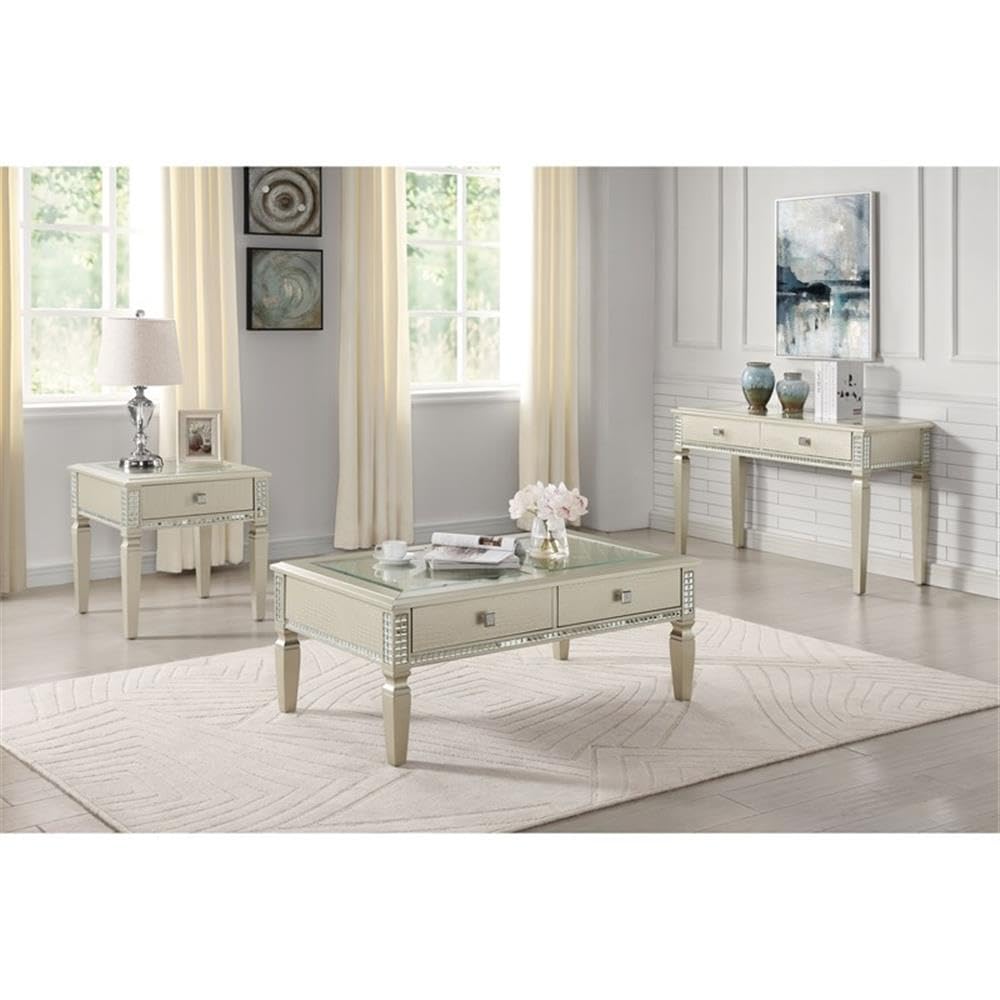Diffin Transitional Wood Coffee Table Set - 3-Piece Silver for Living Room