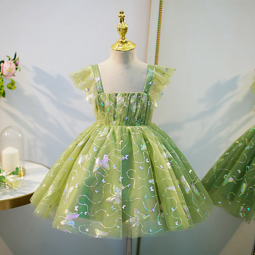 Easter Princess Dress for Baby Girls - Sleeveless Summer Green Butterfly Party Dress for Birthday, Photo Shoots & Special Occasions