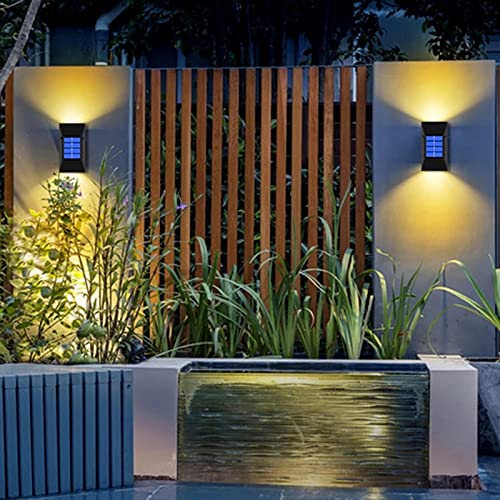 Solar Powered LED Outdoor Lights - Waterproof Wall Lamps for Garden, Patio & Street Lighting (4 Pack Warm White) - Perfect for Pathway, Driveway & Landscape Decoration