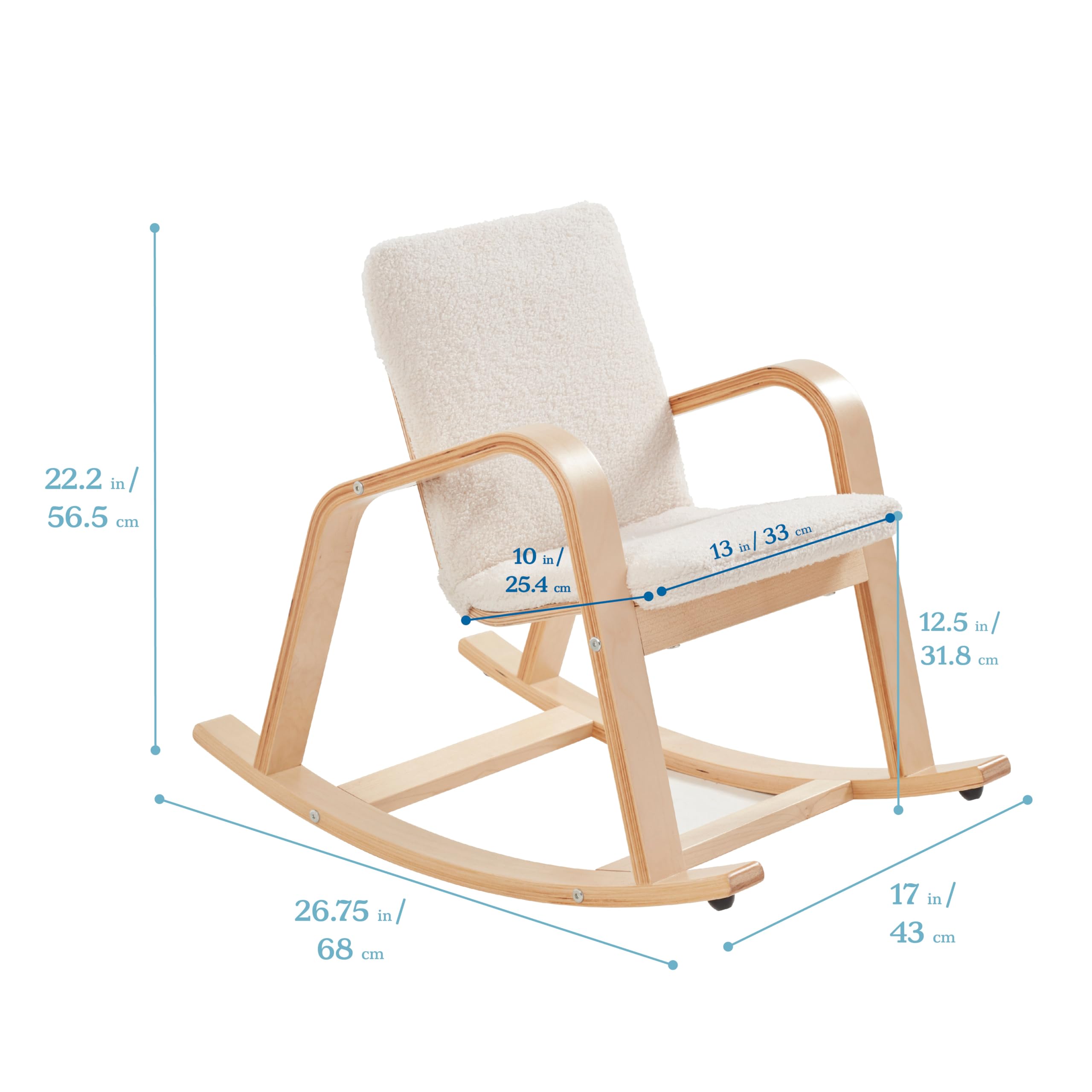 ECR4Kids Bentwood Rocking Chair with Cushion - Natural Wood Toddler Rocker for Nursery, Playroom & Classroom - Kids Furniture for Reading, Relaxing & Pretend Play