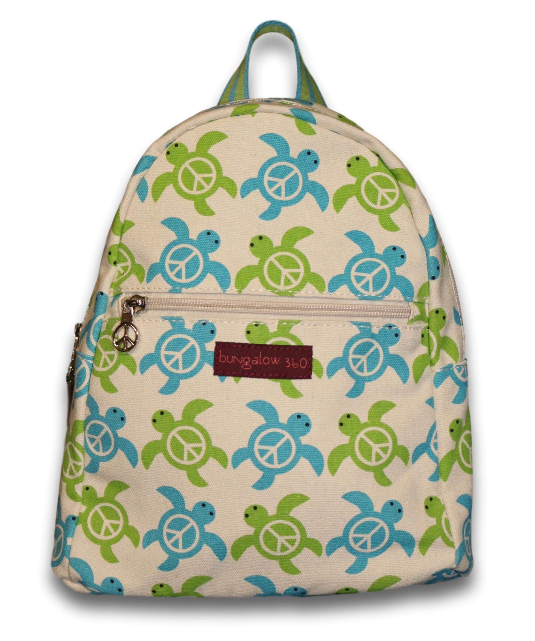 Bungalow 360 Mini Backpack for Adults - Small Lightweight Crossbody Bag with Adjustable Straps, Perfect for Travel, Hiking & Daily Use (Sea Turtle Design)