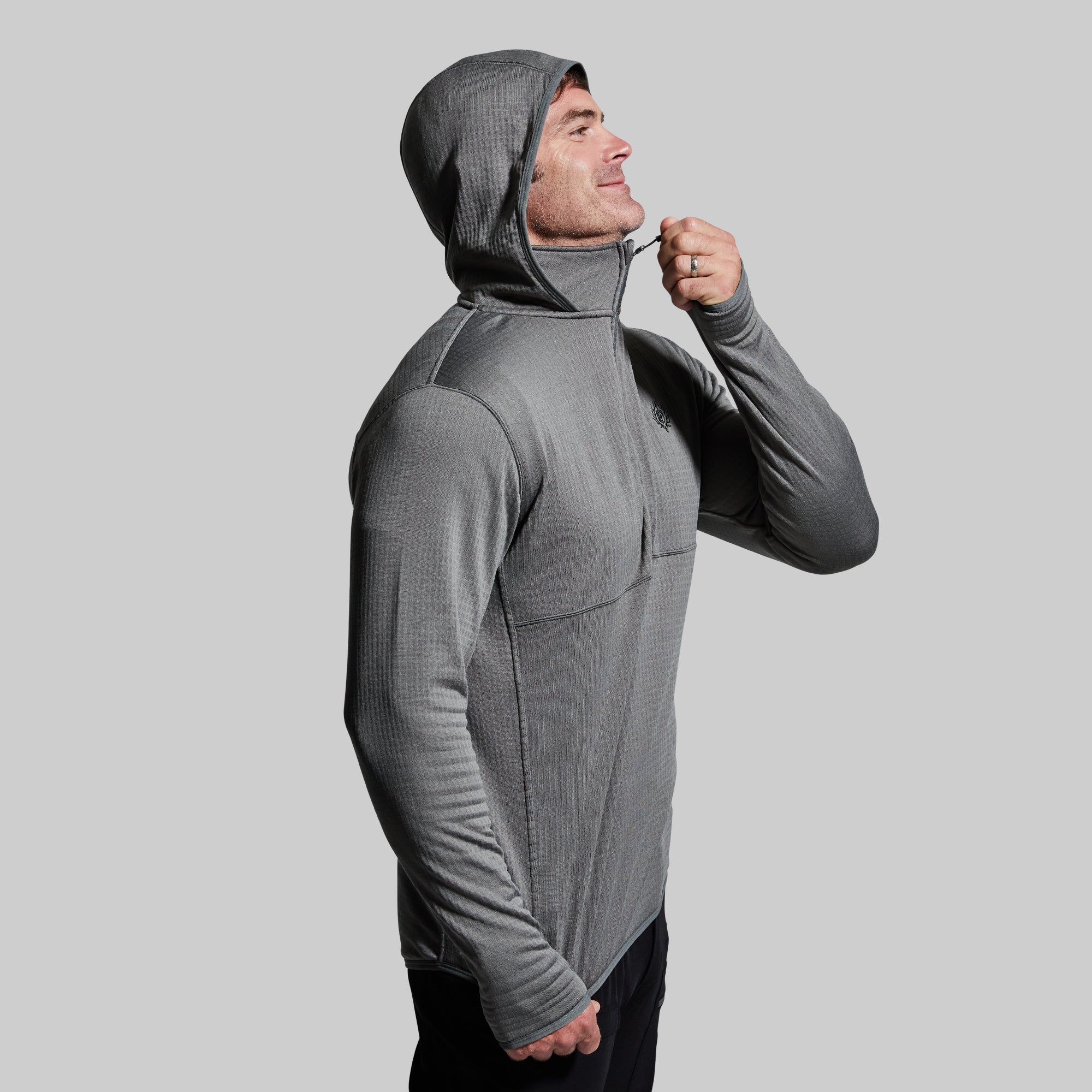 Men's Quiver Half Zip Hoodie - Lightweight Fleece Pullover with Kangaroo Pocket (Wolf Grey) - Perfect for Hiking, Camping & Outdoor Activities