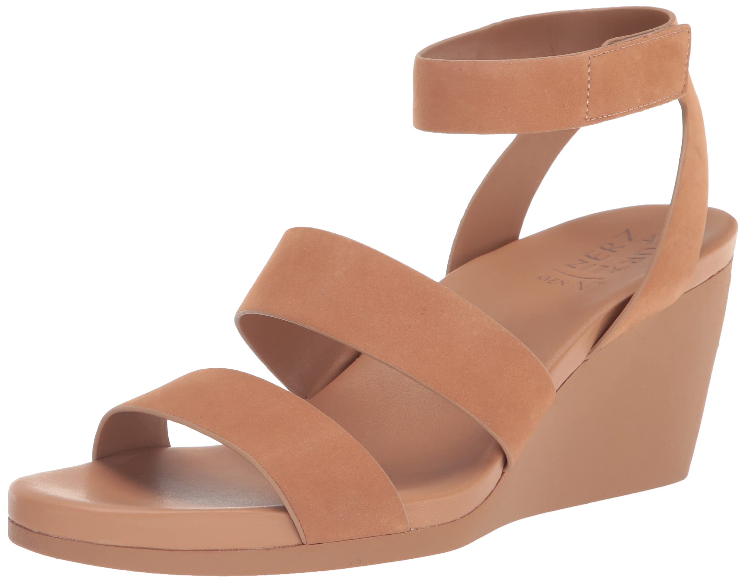 Naturalizer Women's Gen-N Ignite Double Strap Lightweight Wedge Sandal - Comfortable Nubuck Leather Casual Shoes for Women (Cookie Dough, Size 12W) | Perfect for Summer, Beach, Vacation & Everyday Wear