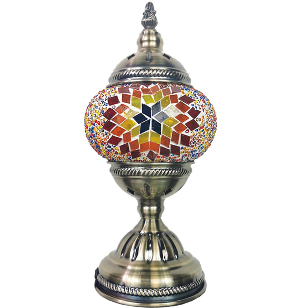 Uonlytech Vintage Moroccan Mosaic Glass LED Table Lamp - Handcrafted Turkish Night Light for Living Room, Bedroom & Home Decor | Perfect for Romantic Ambiance, Wedding Decor & Cozy Nights