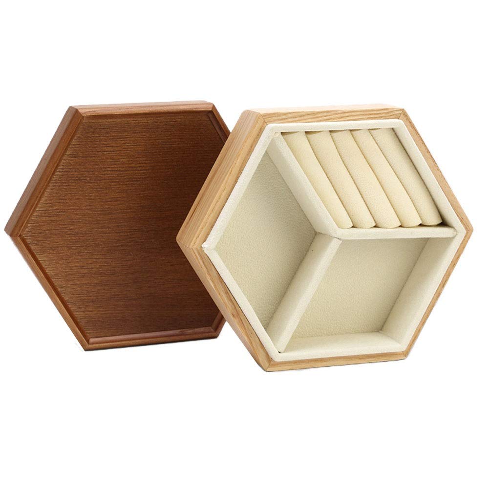 QTT Solid Wood Jewelry Box with Cover - Large Capacity Double Layer Wooden Storage Organizer for Necklaces, Earrings & Rings | Portable Gift Box for Women | Perfect for Travel, Home Decor & Wedding Gifts
