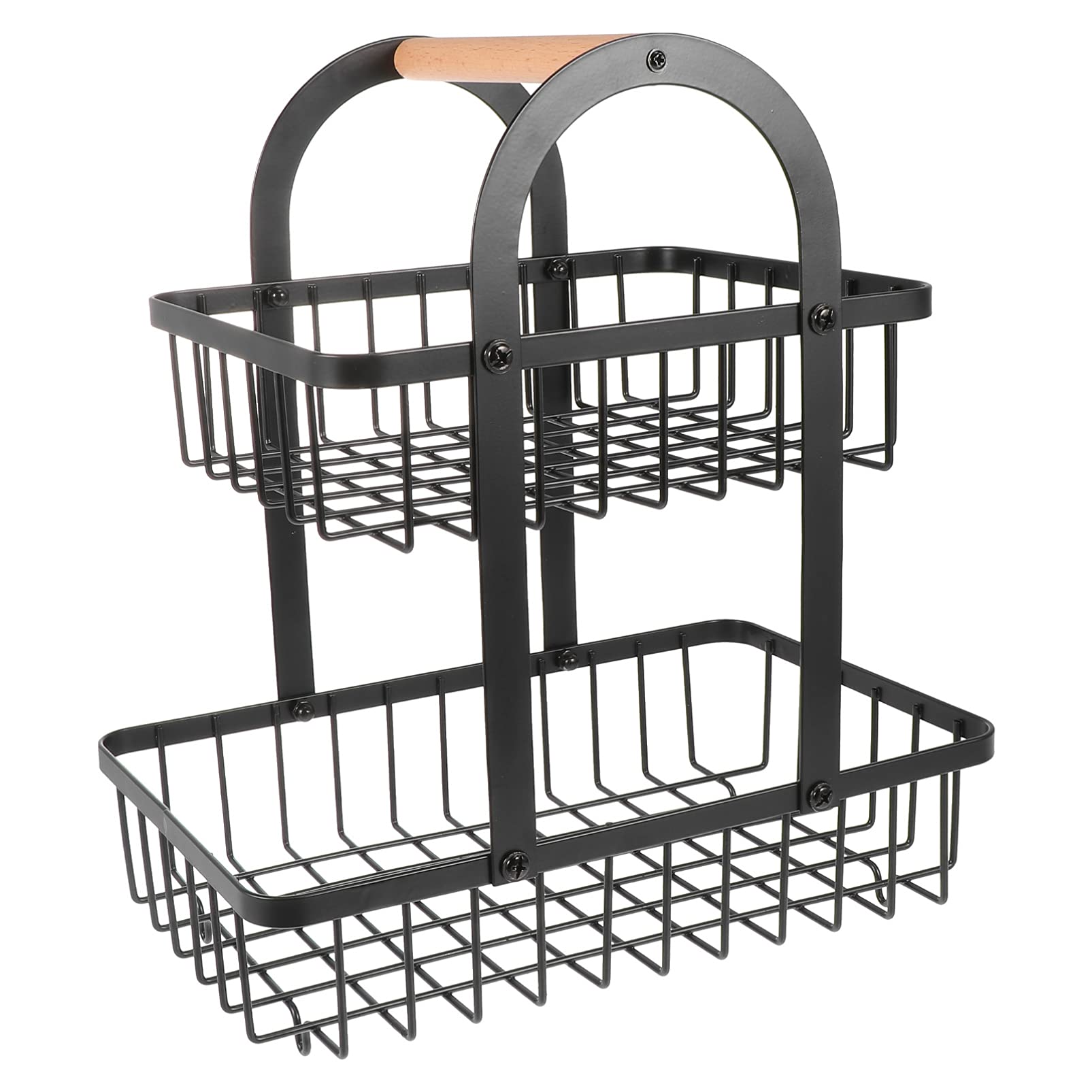 2-Tier Metal Fruit Basket Stand - Countertop Kitchen Storage Organizer for Fruits, Vegetables & Snacks - Space-Saving Drain Rack for Home, Office, Dorm (Black) | Perfect for Kitchen Counter, Pantry, Dining Table & Small Spaces