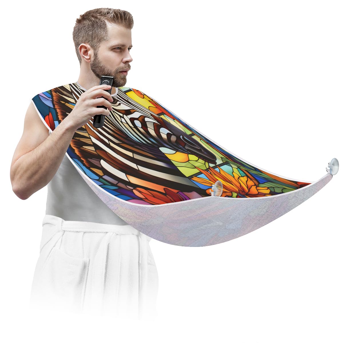 Zebra Print Beard Shaving Bib for Men & Women - Waterproof Hair Dye Apron, Barber Cape for Haircuts, Makeup & Beard Trimming - Sink Hair Catcher & Styling Tool for Salon & Home Use