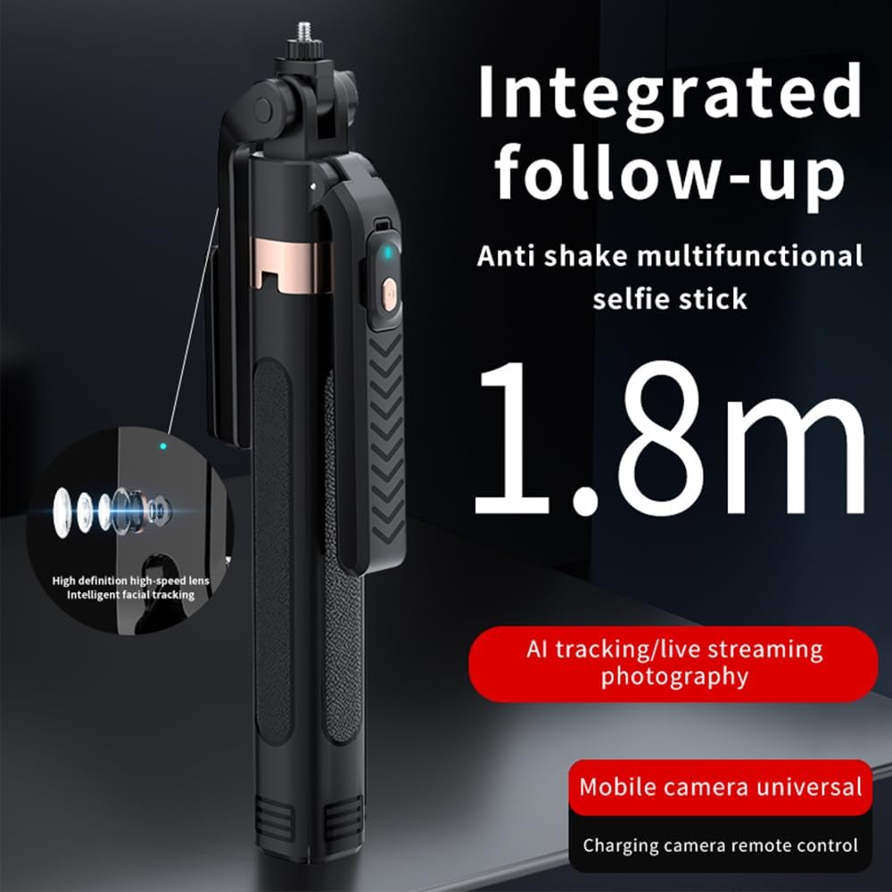 3-in-1 Selfie Stick with Gimbal Stabilizer | Telescoping 180cm | AI Face Recognition | Perfect for Vlogging, Travel & Group Photos | Multi-Functional Phone Tripod for iPhone Android Smartphones