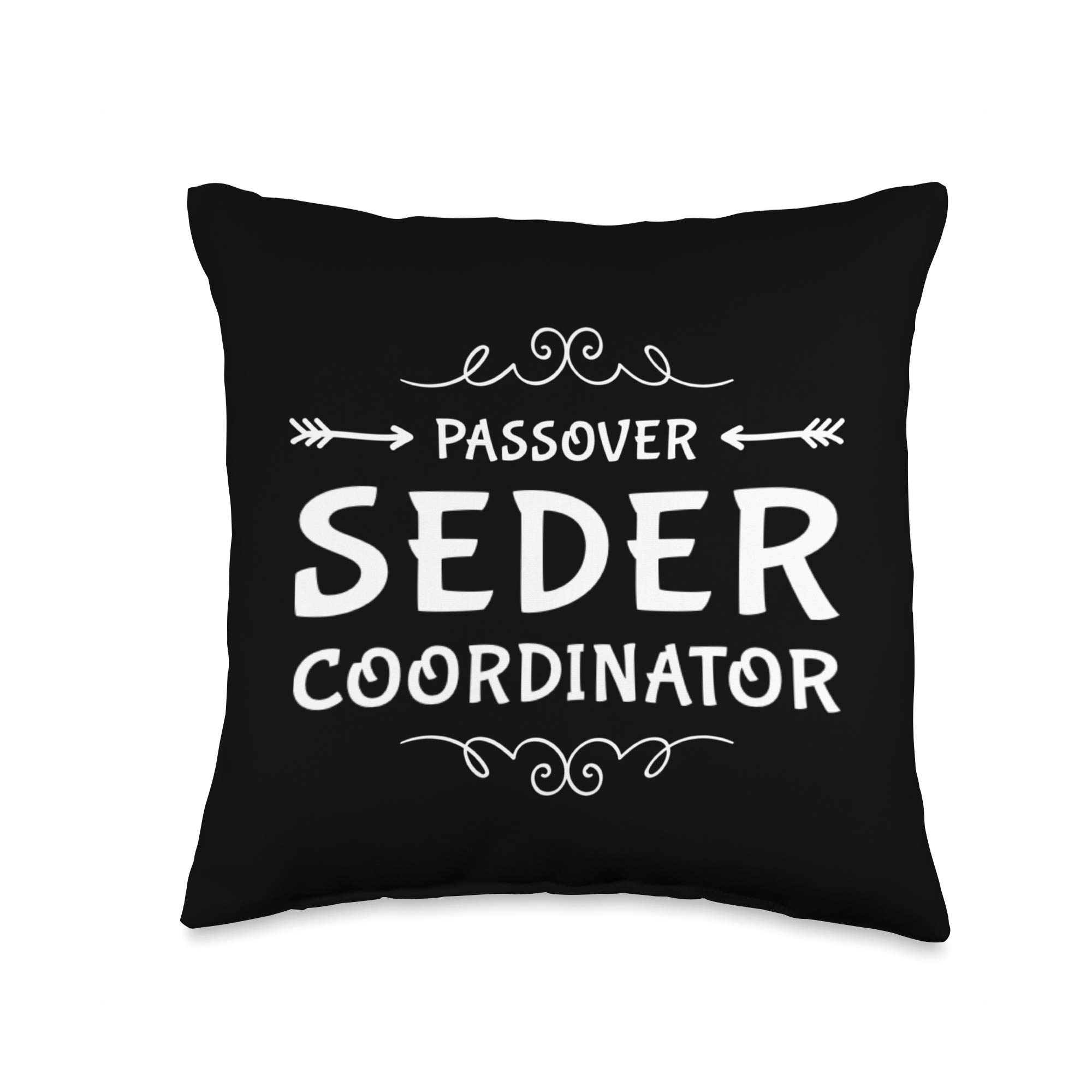 Passover Seder Coordinator Matzah Four Cups Afikoman Dayenu Decorative Throw Pillow 16x16 Inch Multicolor - Perfect for Jewish Holiday Decor, Home Celebration & Festive Gift