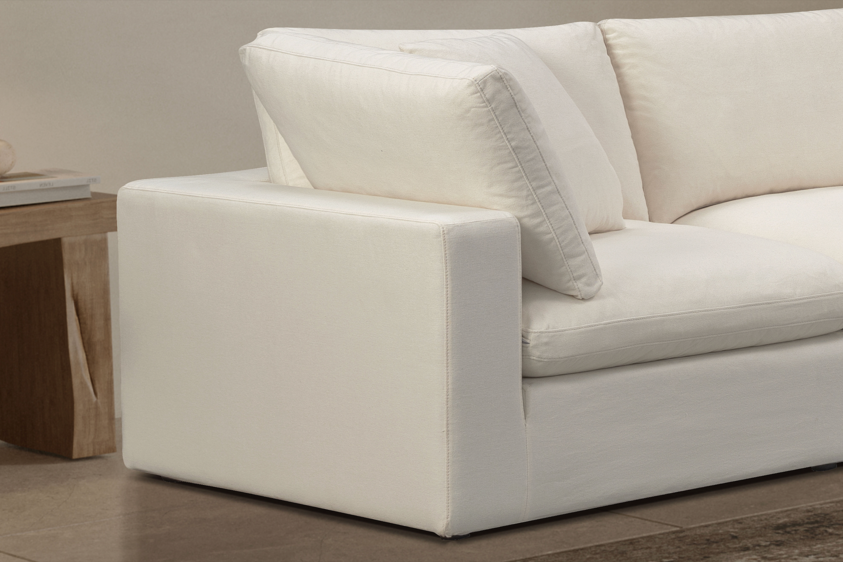 Cali Modular 5-Piece Chaise Sectional Sofa in Sol Ivory - Modern L-Shaped Living Room Furniture for Small Spaces & Apartments