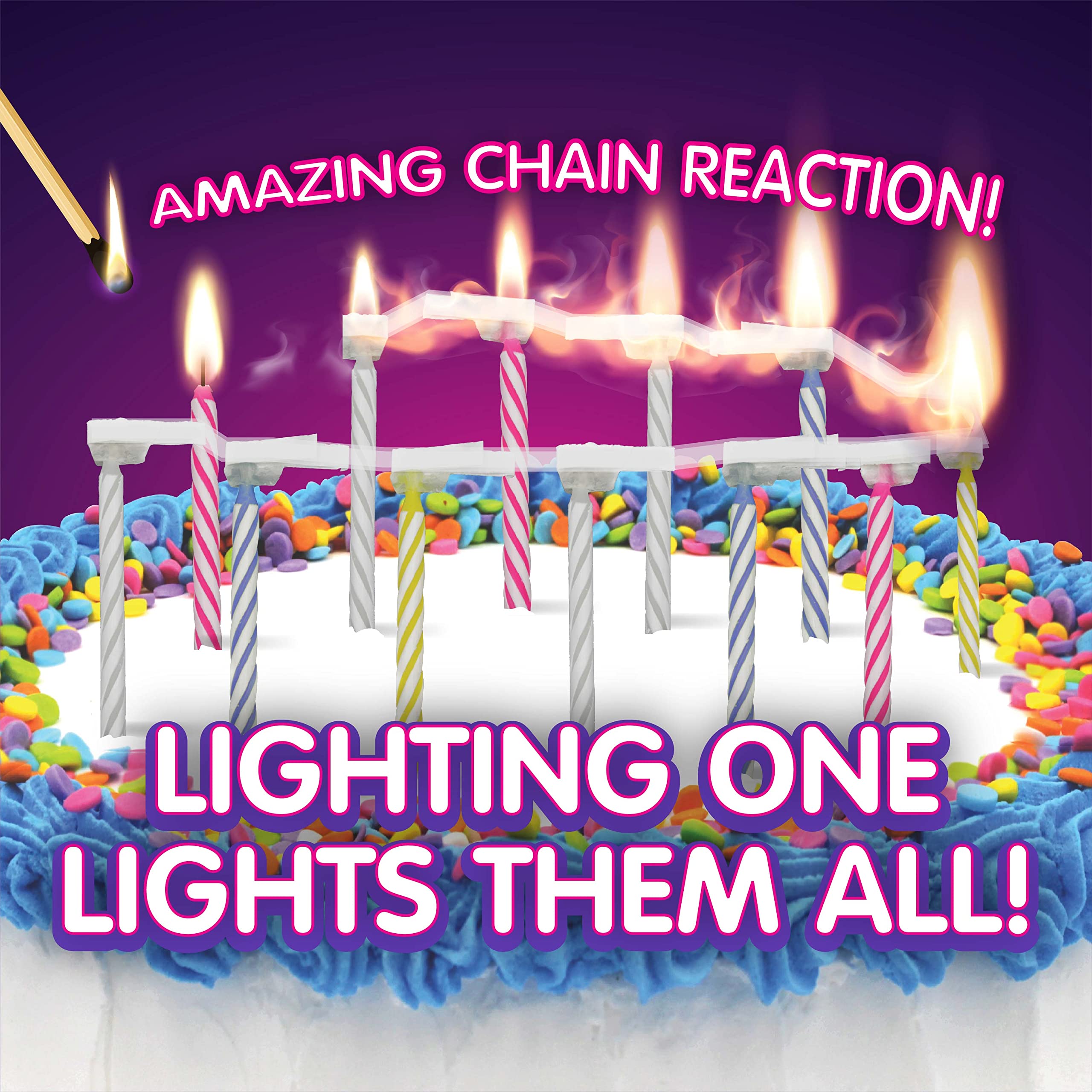 Quick Light Birthday Candles 4-Pack (48 Candles) with Air Cannon for Fun Party Blowouts