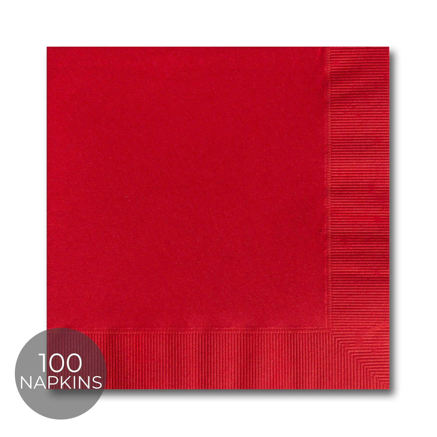 Premium Red Beverage Napkins - 100 Count, 4.75