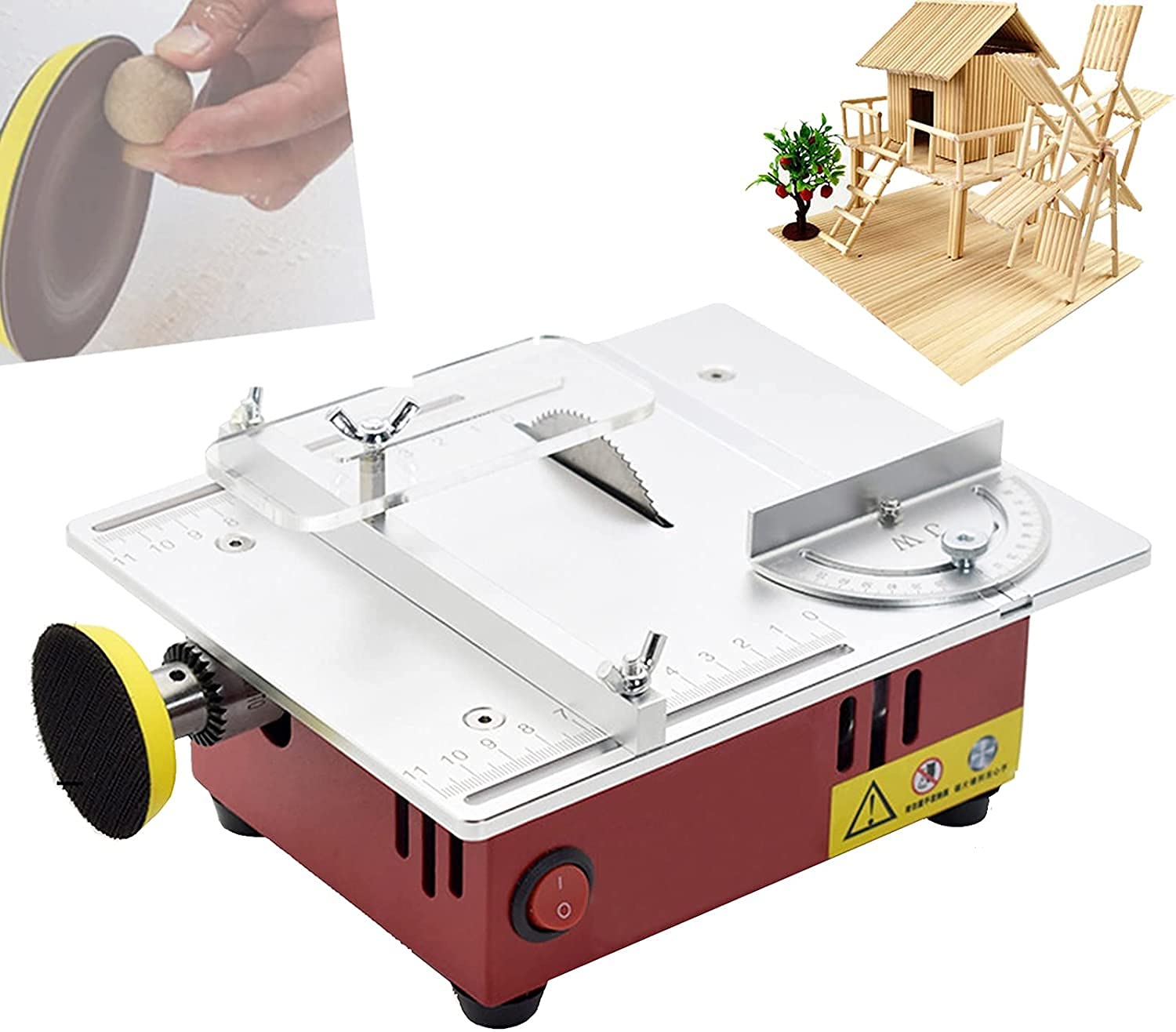 ZJDYDY Multifunctional Table Saw - Household Small Cutting Machine with Polishing Function, Adjustable Bench-Top Circular Saw for DIY Woodworking & Handmade Models (Size B) | Perfect for Home Workshops, Craft Projects & Wood Cutting Tasks