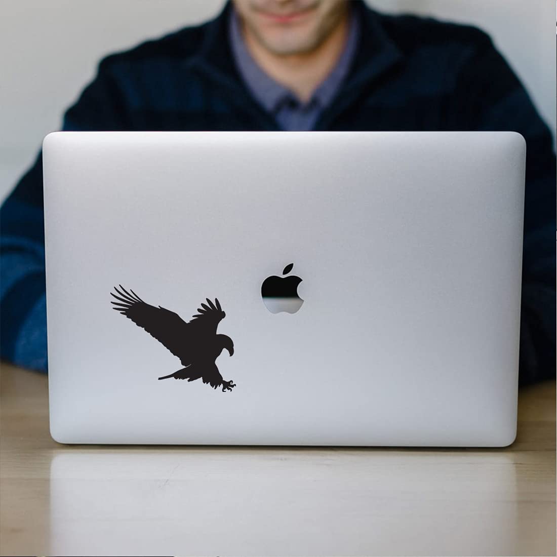 Premium Waterproof Vinyl Decal Stickers - Eagle Wildlife Animal Design (Black, Set of 2) for Laptop, Phone, Helmet, Car Bumper, Mug, Cup, Door & Wall Decoration | Durable Outdoor & Indoor Adhesive Stickers for DIY Projects & Personalization