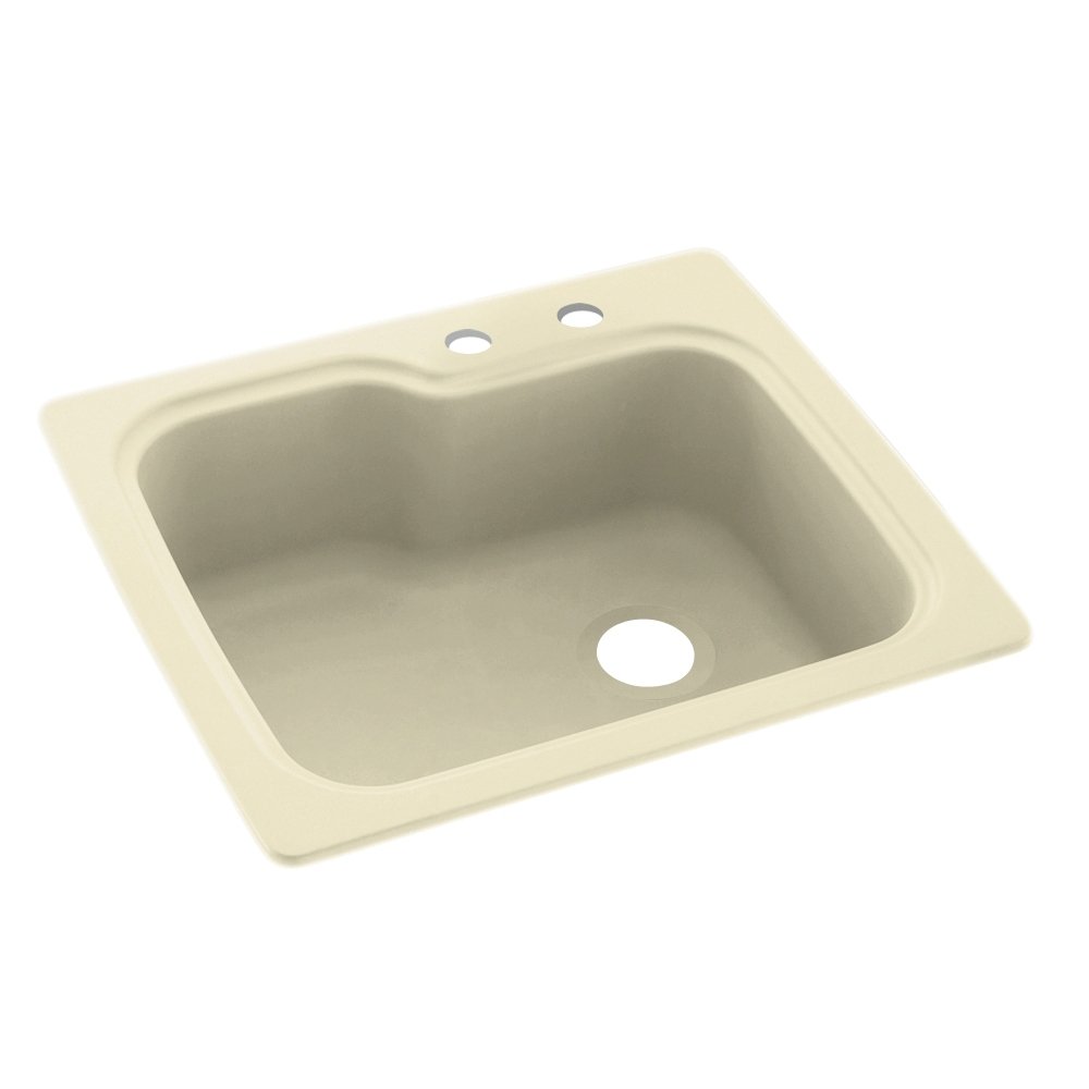 Swanstone KS02522SB.037-2C 25 x 22 Inch 2-Hole Solid Surface Kitchen Sink in Bone Color - Durable & Easy to Clean for Modern Kitchens, Perfect for Meal Prep and Dishwashing