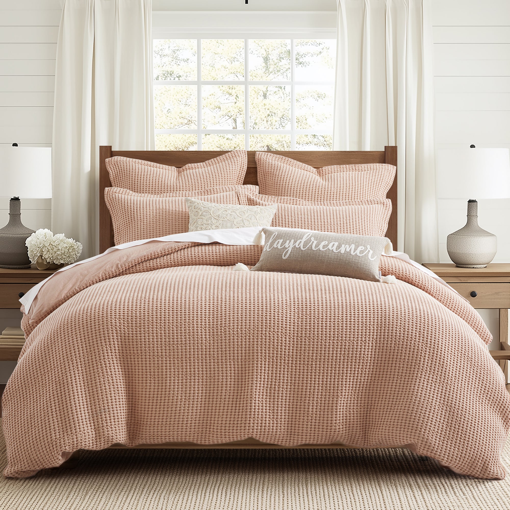 Mills Waffle Duvet Cover Set - Soft Textured Bedding for Cozy Comfort - Perfect for Master Bedroom, Guest Room & Dorm Decor