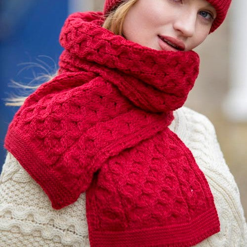 Aran Honeycomb Knit Scarf for Men & Women - Soft Winter Warm Scarf in 4 Colors | Perfect for Cold Weather, Outdoor Activities & Fashion Accessory