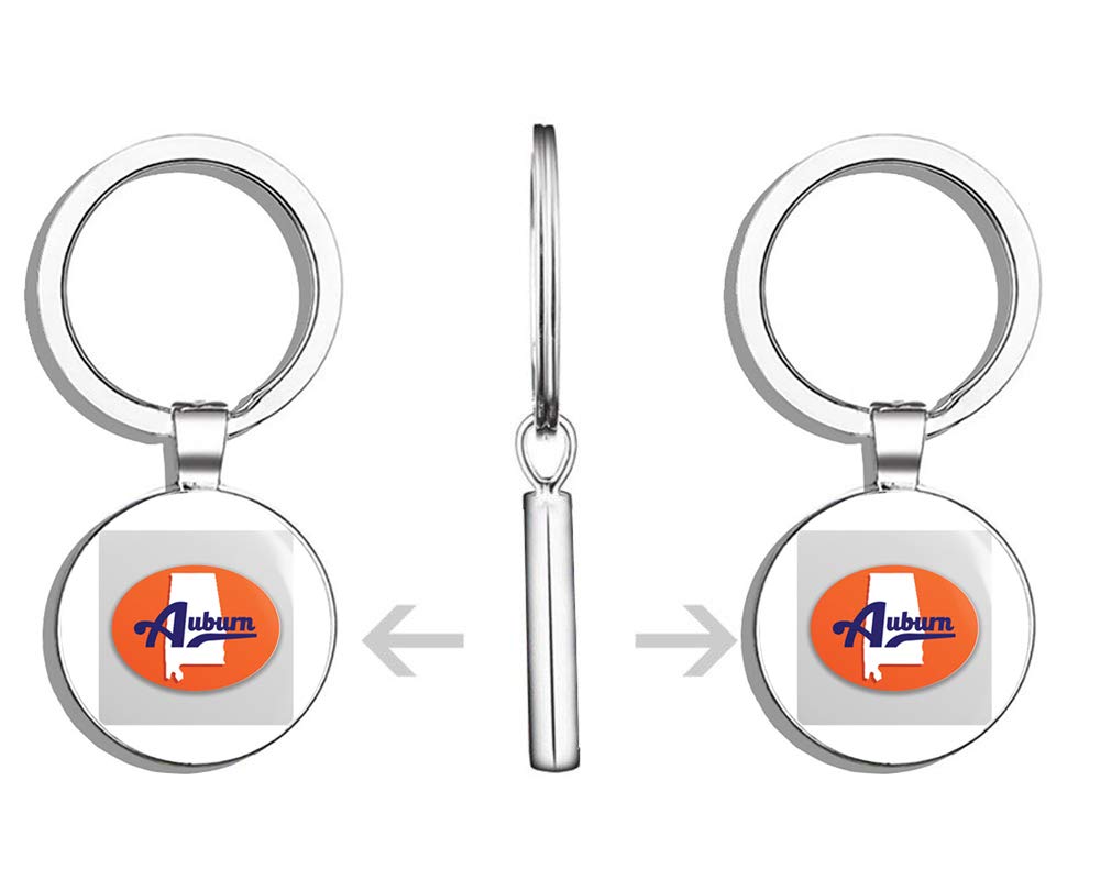 Auburn Alabama Oval Vinyl Keychain - Double Sided Stainless Steel Key Ring with Carabiner Clip | Perfect for College Students, Alumni & Travelers (Gift Idea for Graduation, Game Day & City Pride)