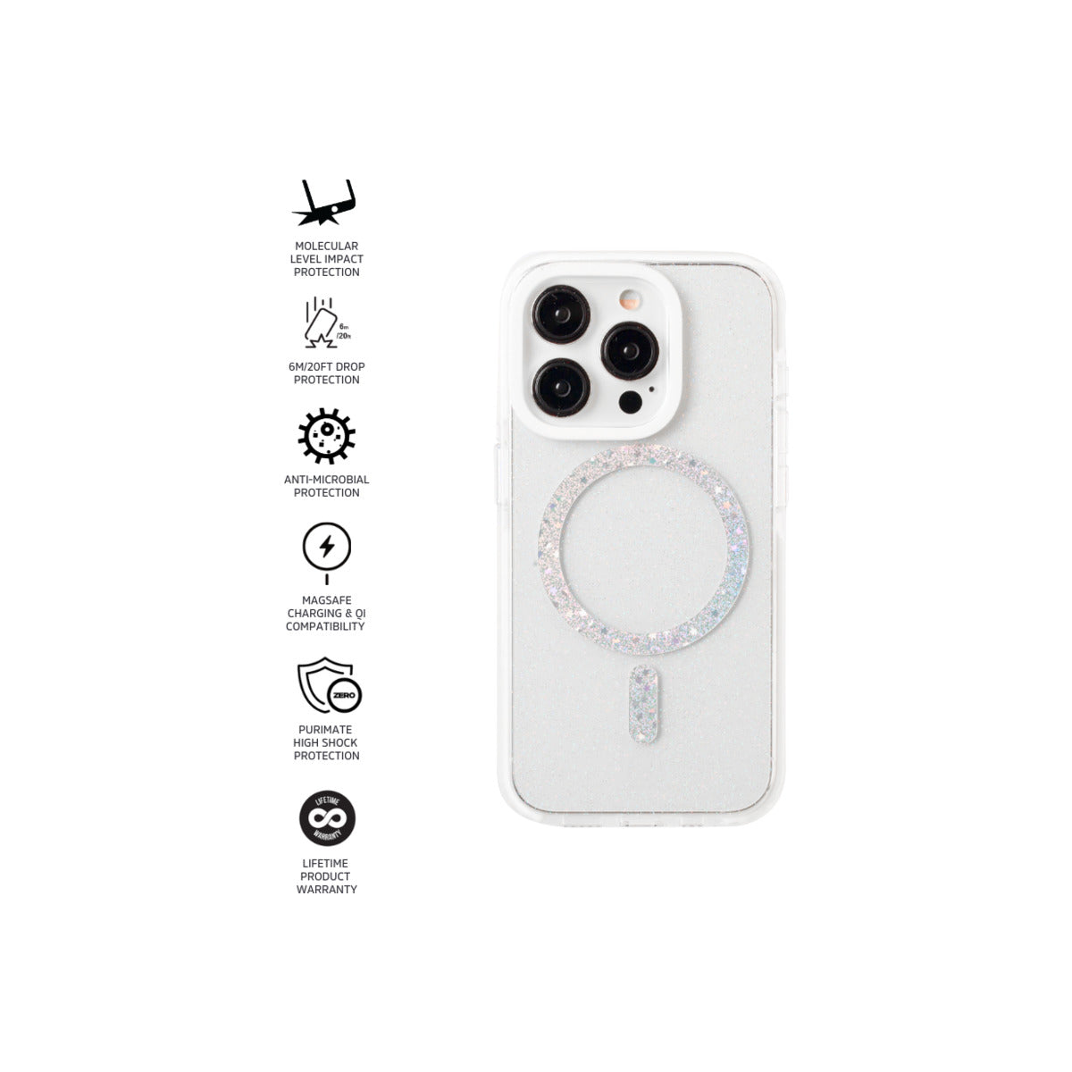 Impact Zero® Galaxy Clear/Glitter Case for Apple iPhone 15 Pro - Slim Protective Phone Cover with Shock Absorption | Perfect for Daily Use, Travel & Outdoor Activities