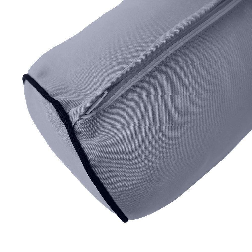 Prolinemax Style5 3-Piece Crib Size Outdoor Daybed Set - Contrast Pipe Trim Mattress Bolster Pillow with Fitted Slipcover (AD001) | Perfect for Patio, Poolside & Garden Relaxation