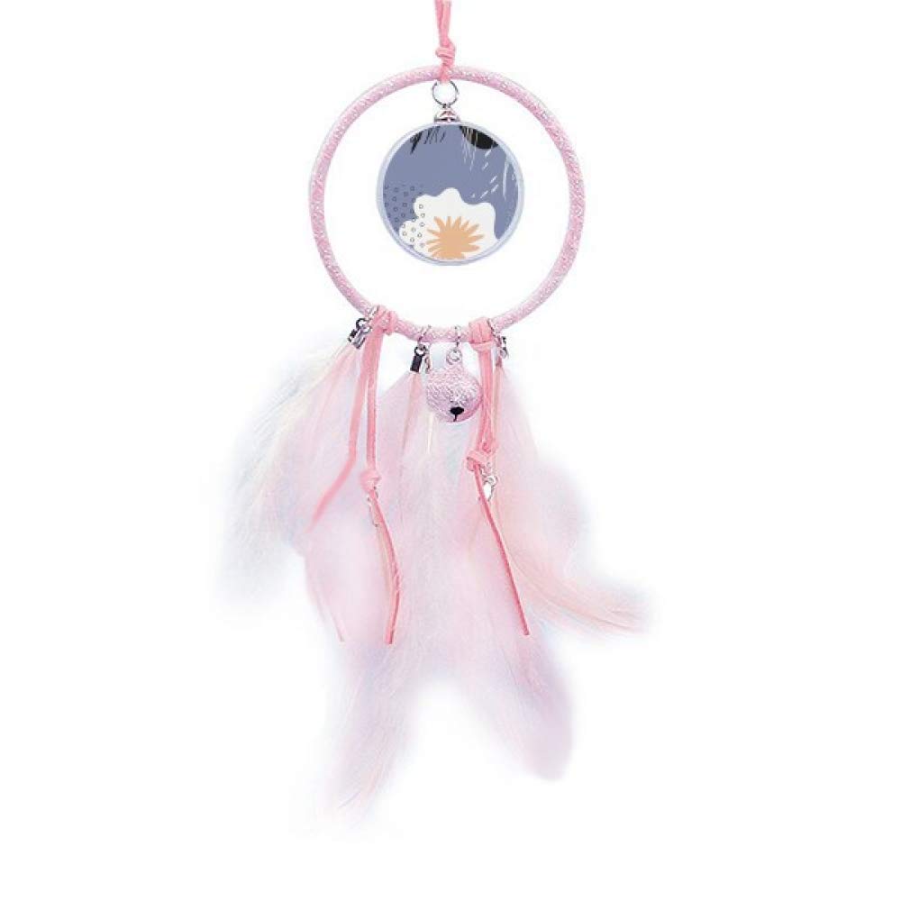 YAOX White & Purple Abstract Plant Art Dream Catcher with Small Bells - Boho Bedroom Wall Hanging Decor for Girls Room, Nursery, Dormitory (Home & Office Spiritual Gift)