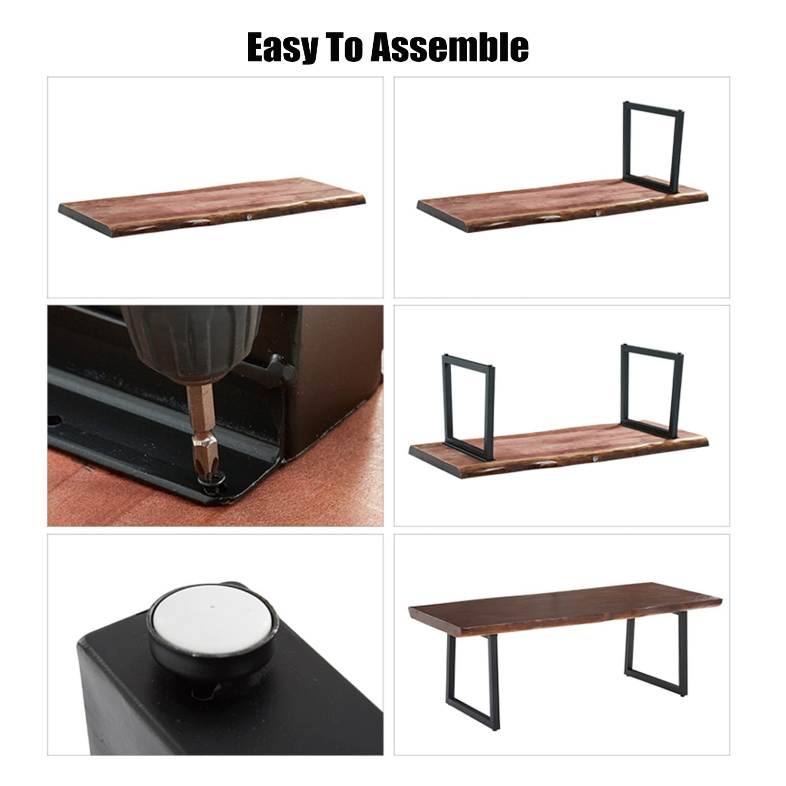 Solid Wood Computer Desk with Wrought Iron Legs - 220x90x75cm Modern Home Office Desk, 5cm Thick Writing Table for Students & Professionals - Easy Assembly for Study, Work & Gaming Spaces