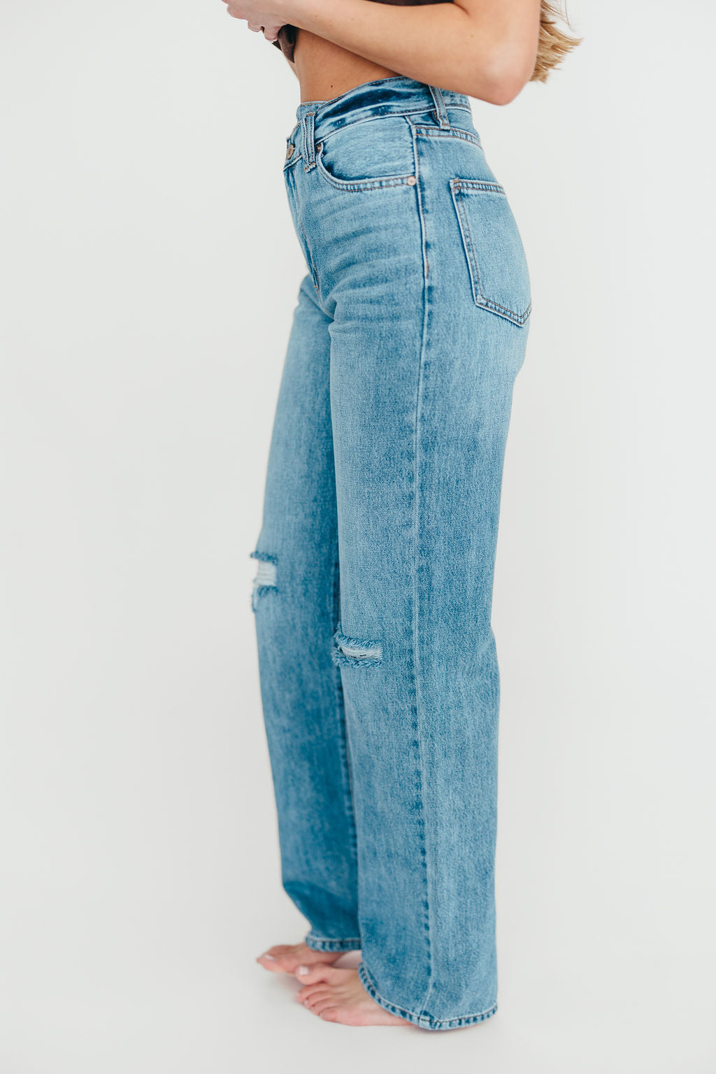 Vintage 90s Tiffany High Rise Crisscross Waist Straight Leg Jeans - Light Wash Denim for Women | Perfect for Casual Outfits, Retro Style & Everyday Wear