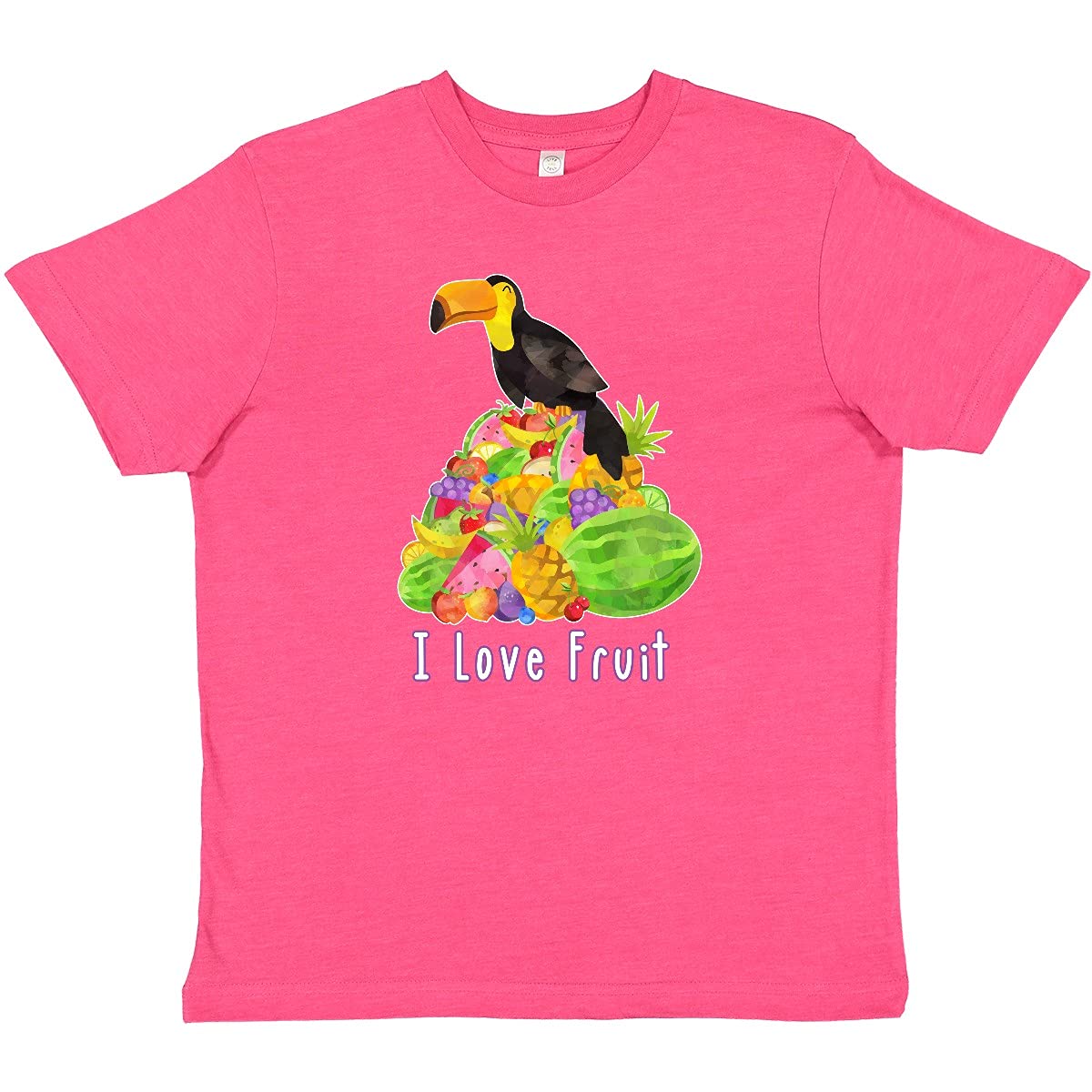 Inktastic I Love Fruit Toucan Youth T-Shirt | Cute Tropical Bird Graphic Tee for Kids | Perfect for Summer, Beach & Vacation Outfits